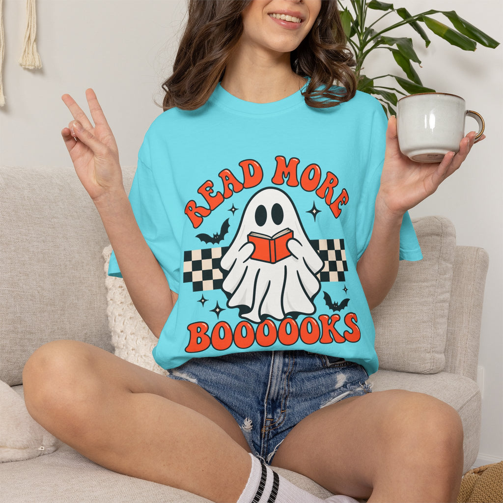 Read More Booooks ghost reading T-Shirt | Halloween book lover tee