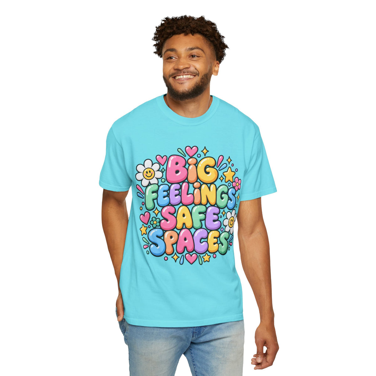 Big Feelings Safe Spaces T-shirt | Pastel Cute Floral Typography