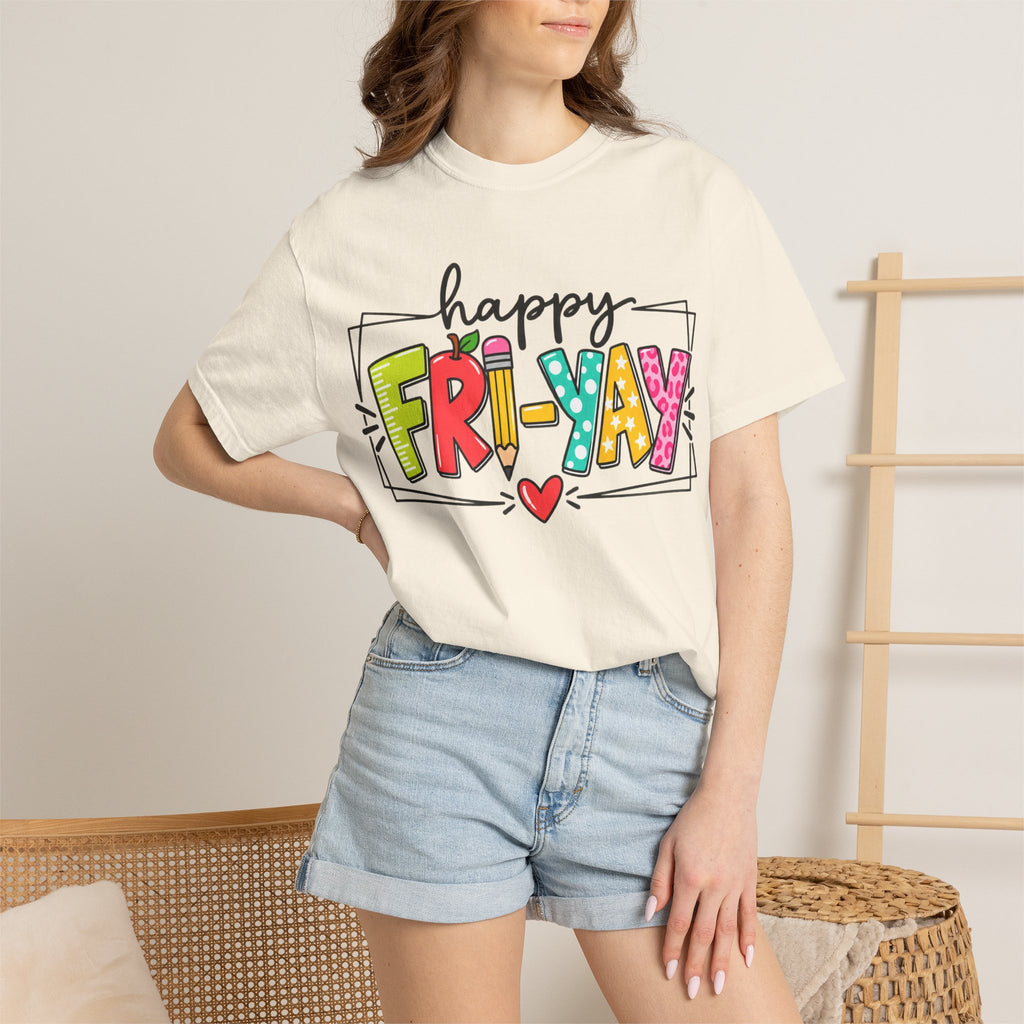 Happy Fri-yay Colorful Graphic T-shirt | Cute Friday Celebration Tee