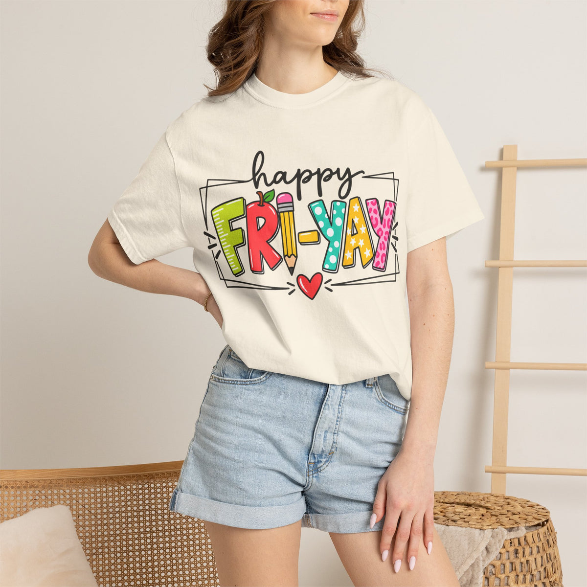 Happy Fri-yay Colorful Graphic T-shirt | Cute Friday Celebration Tee