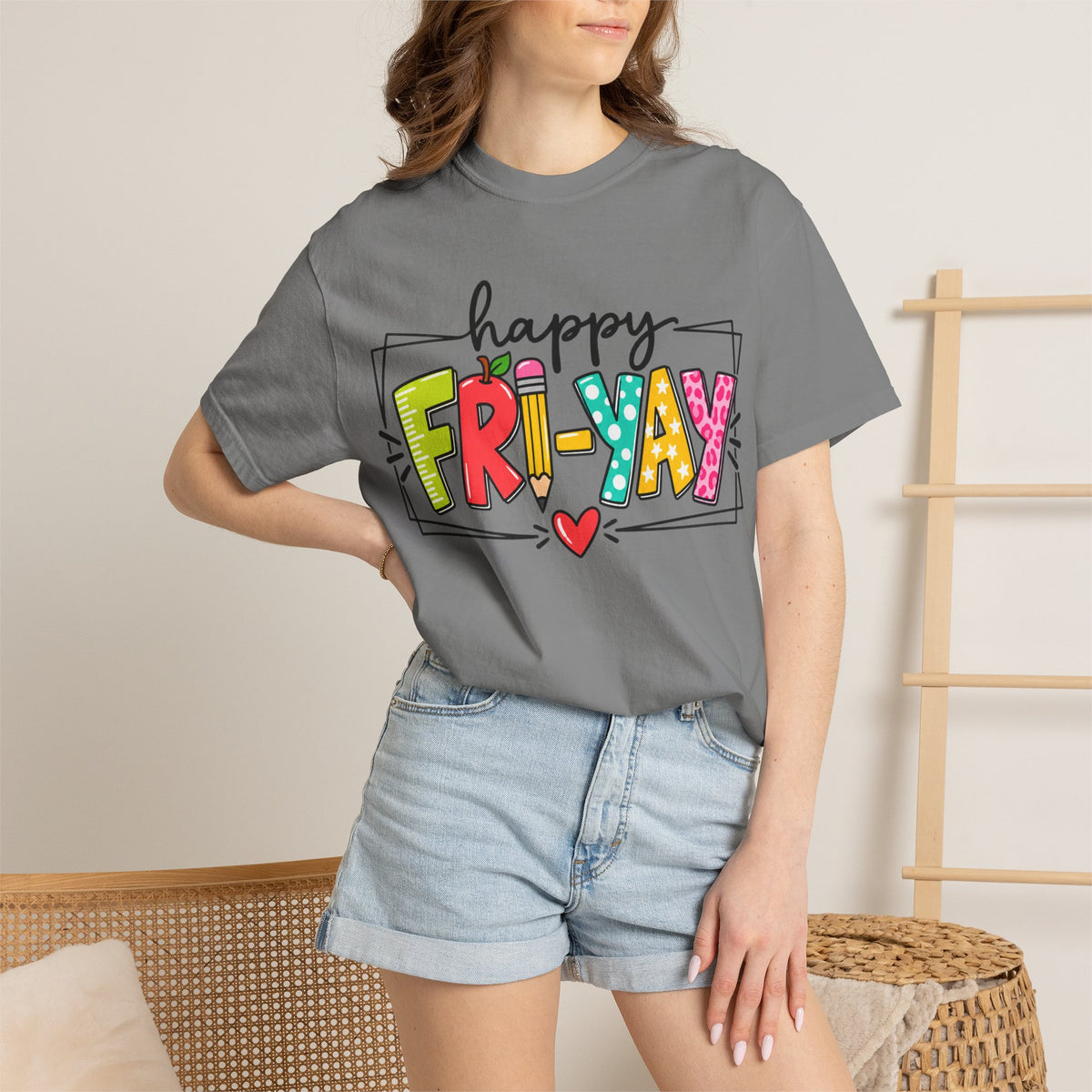 Happy Fri-yay Colorful Graphic T-shirt | Cute Friday Celebration Tee