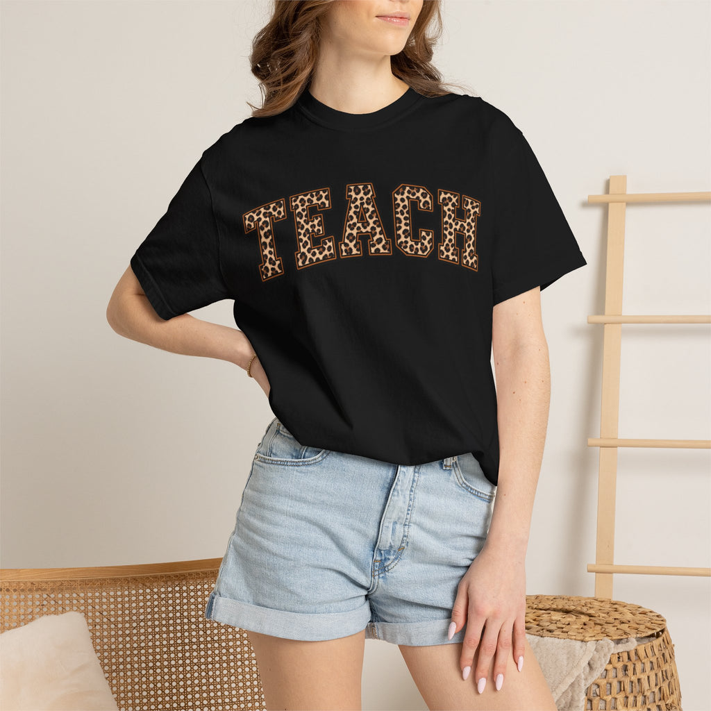 Leopard Print TEACH T-Shirt | Teacher Shirt, Animal Print Typography
