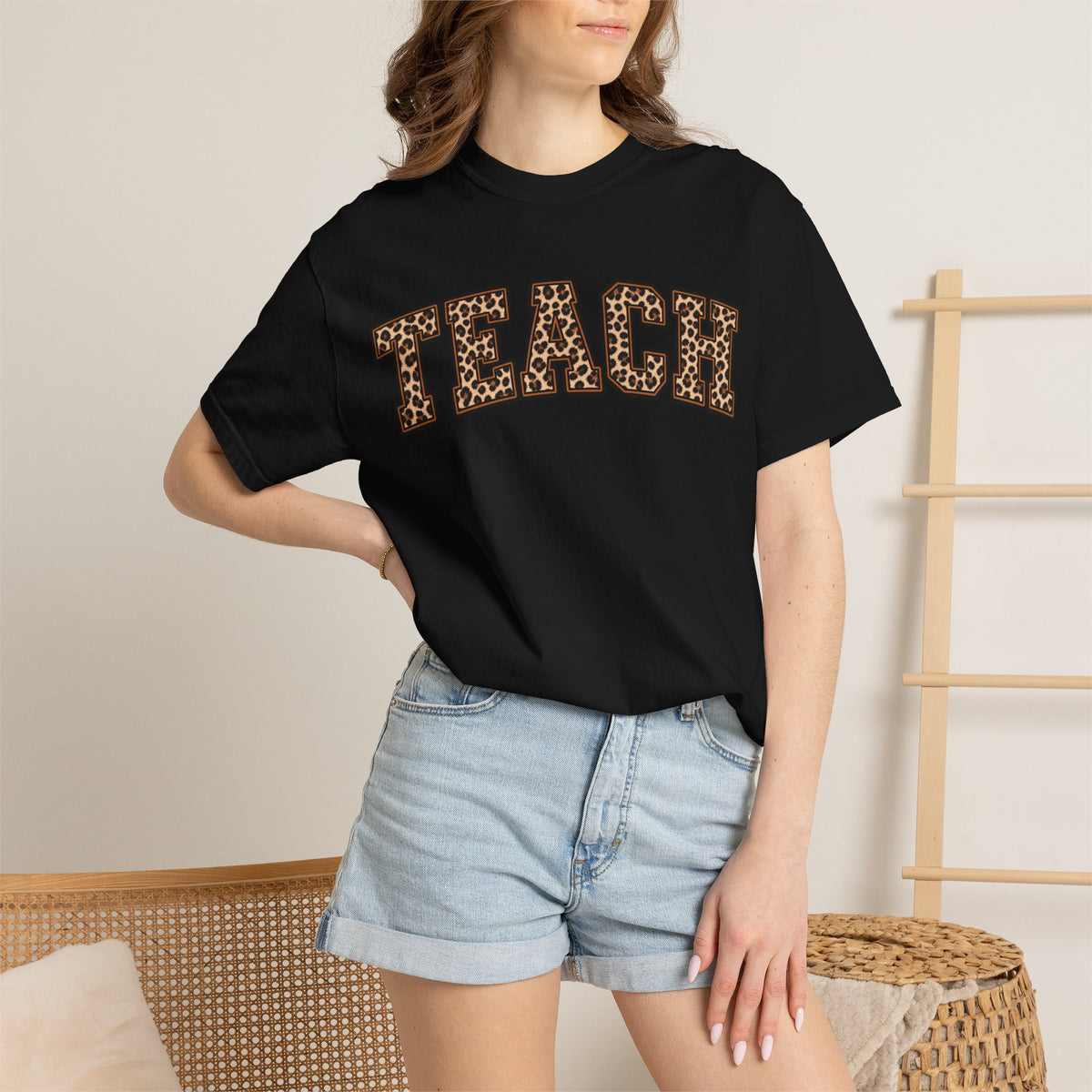 Leopard Print TEACH T-Shirt | Teacher Shirt, Animal Print Typography