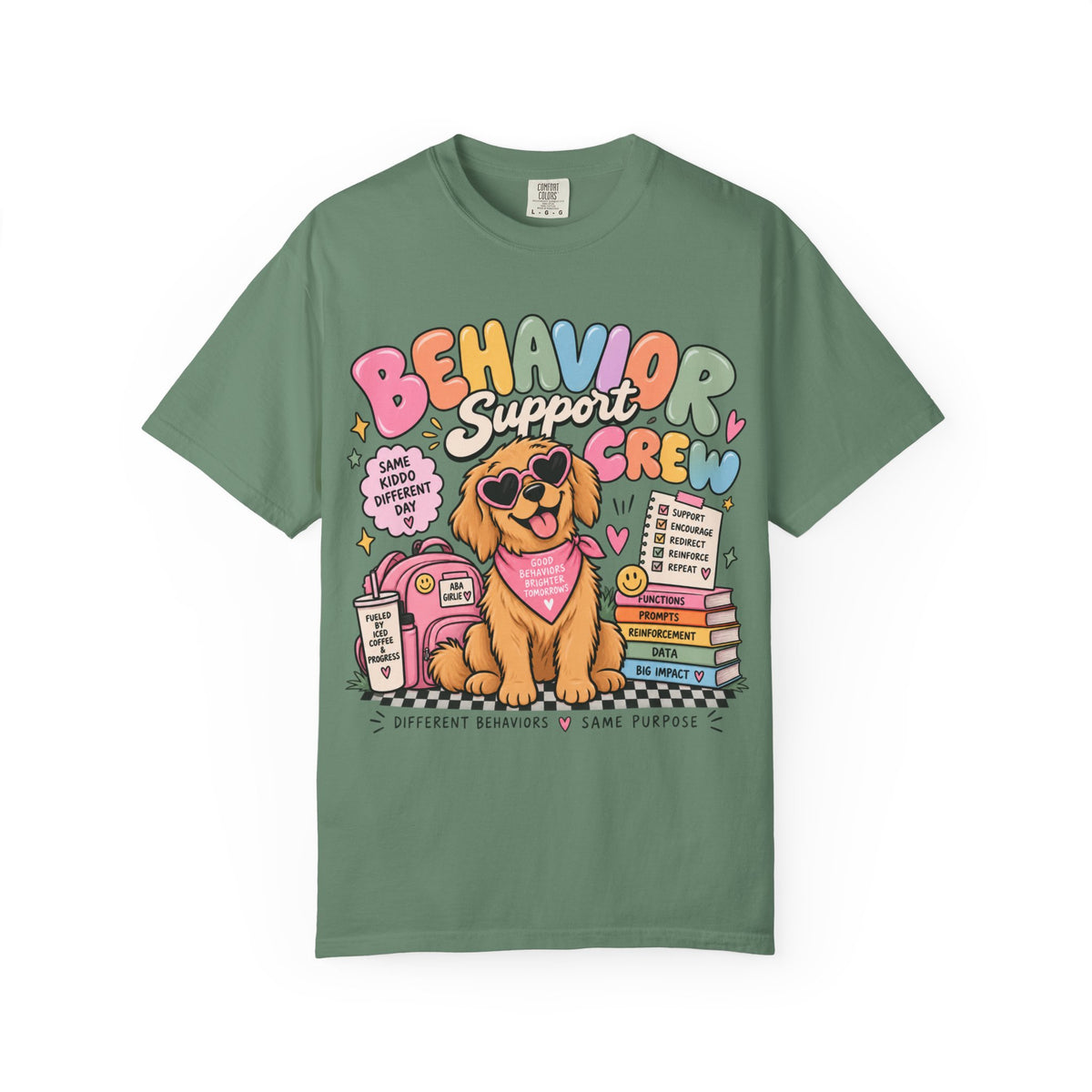 Behavior Support Crew T-shirt | Golden Retriever School Therapy Design