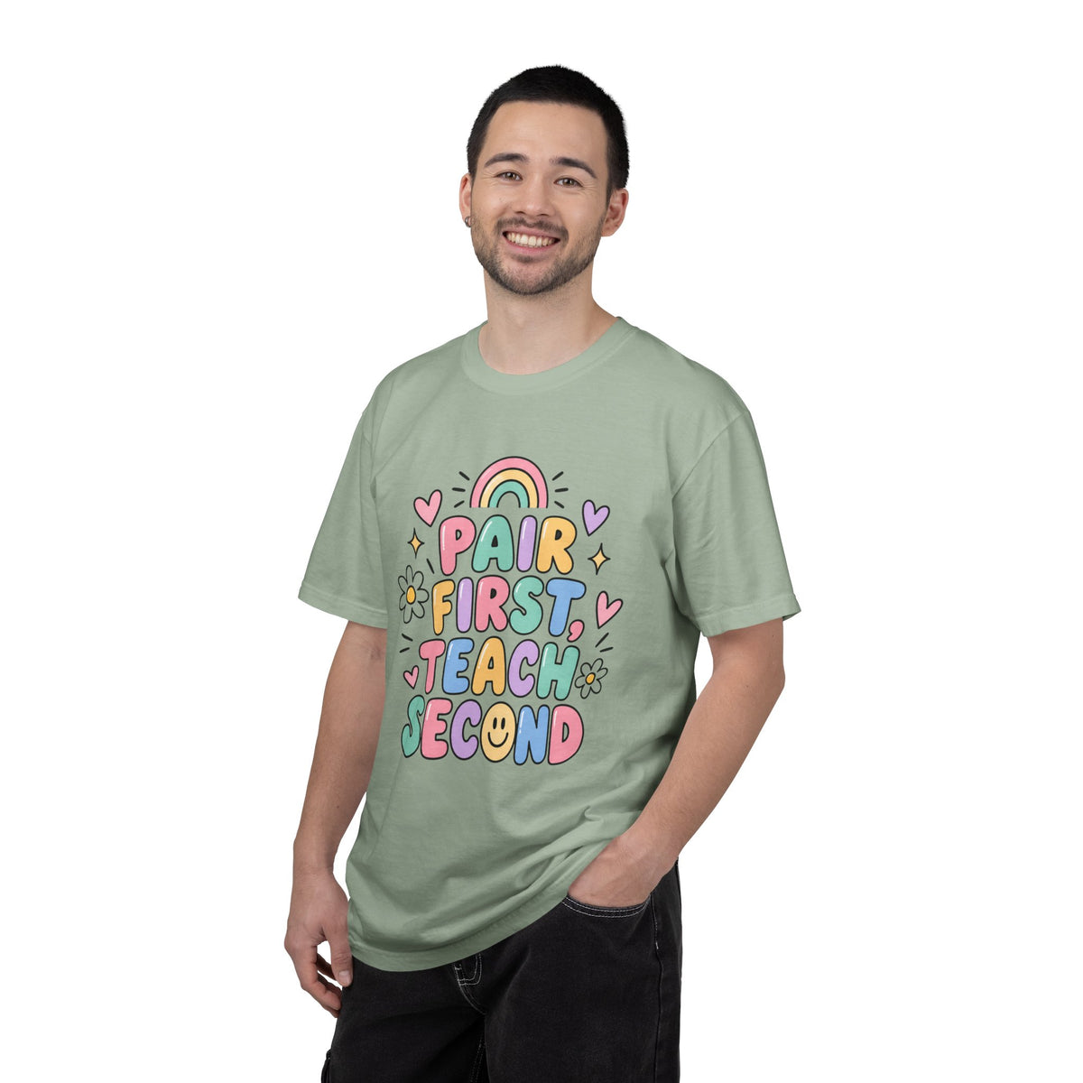 Pair First Teach Second T-Shirt | Cute Rainbow Classroom Design