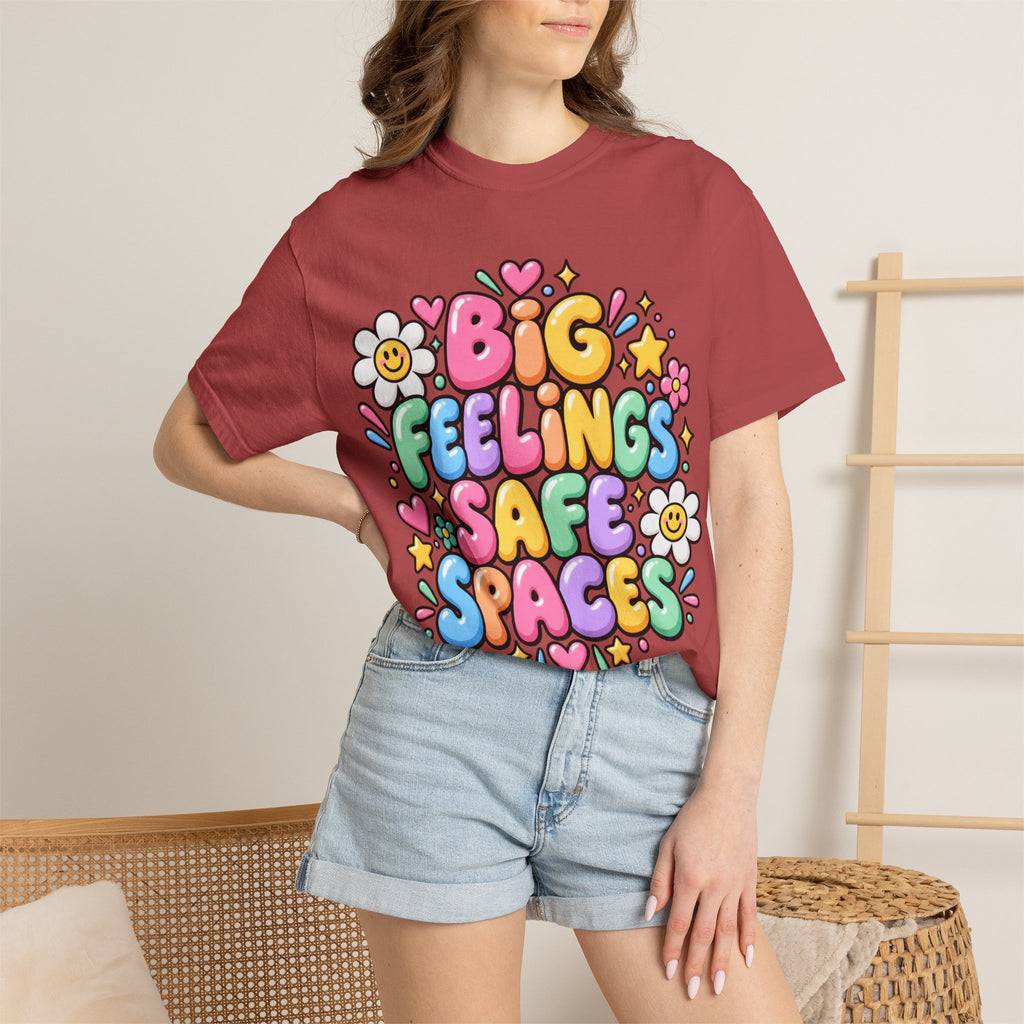 Big Feelings Safe Spaces T-shirt | Pastel Cute Floral Typography