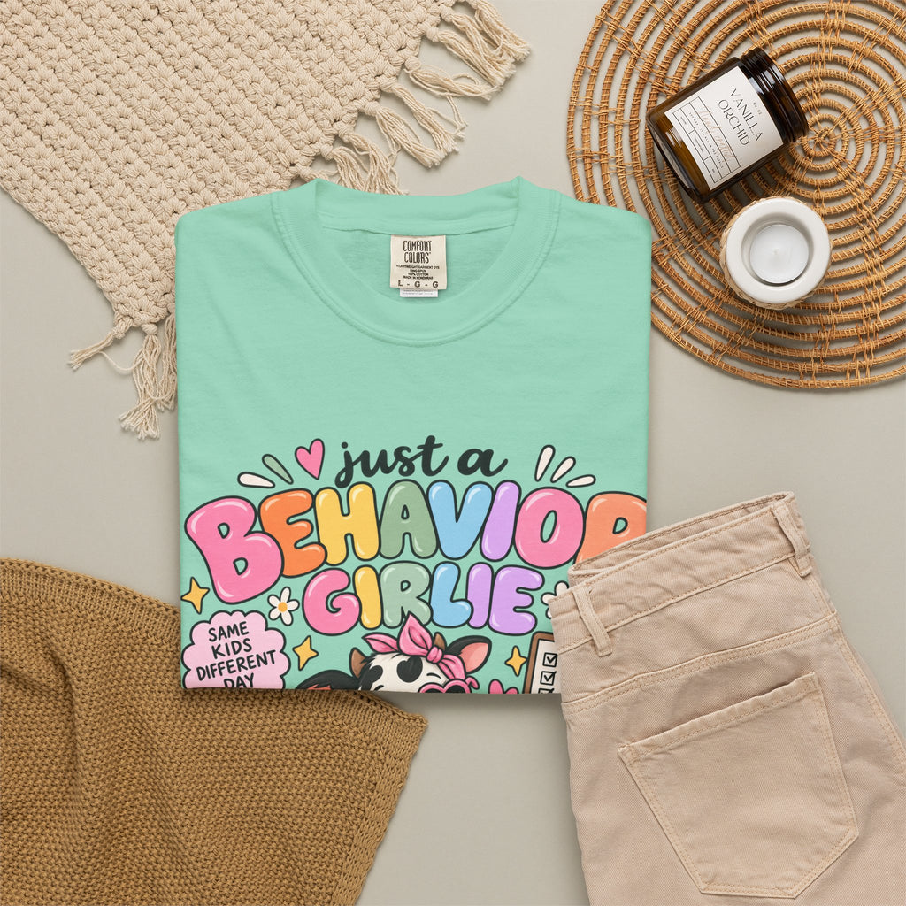 Just a Behavior Girl T-shirt | Cute Cow Therapist Illustration