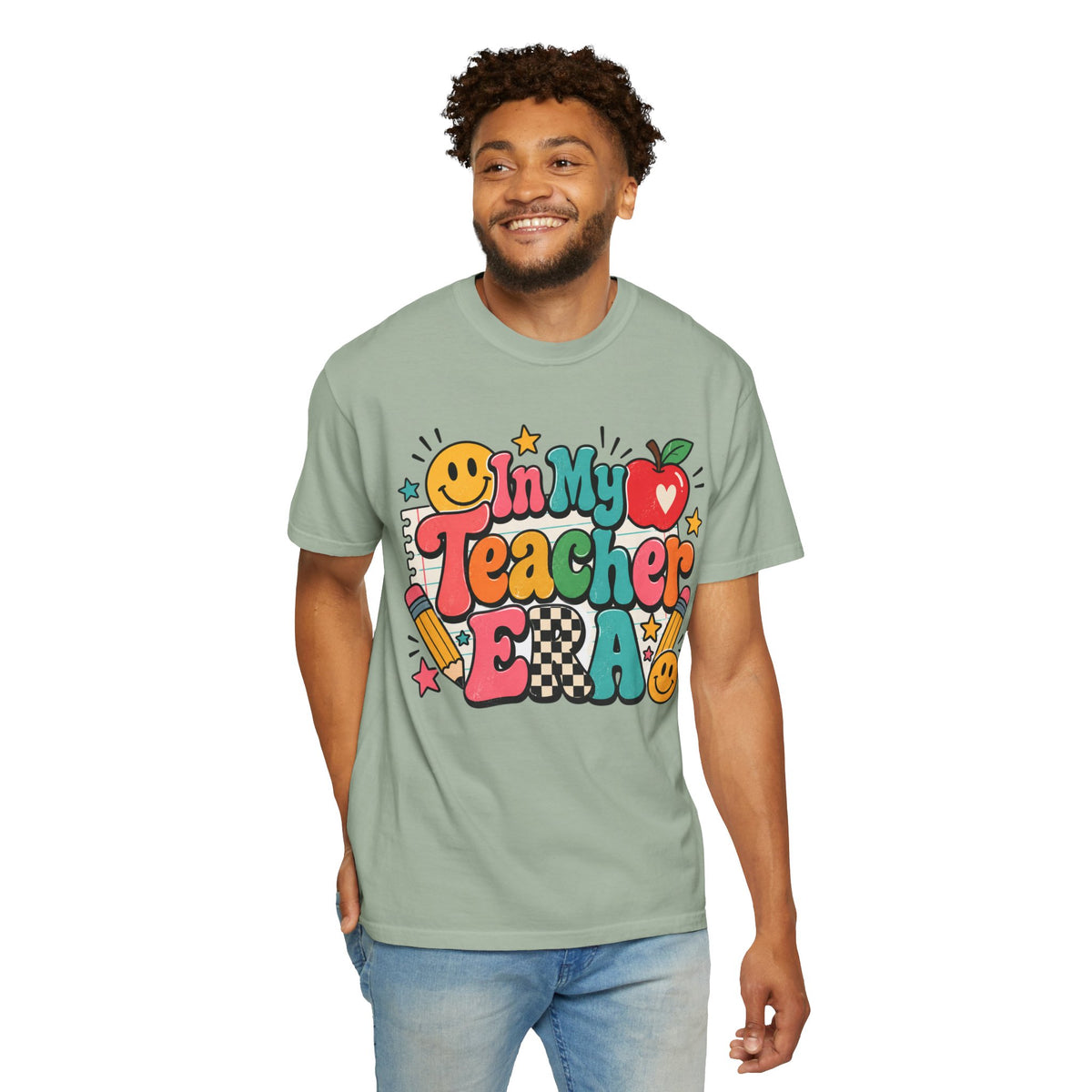 In My Teacher Era T-shirt | Retro School Graphic, Apple & Pencils