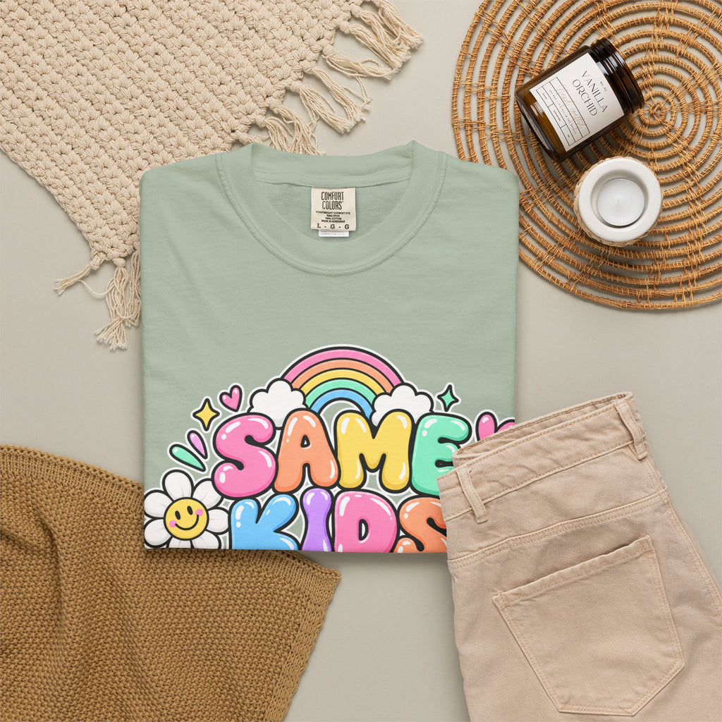 Same Kids Different Day T-shirt | Retro Rainbow Floral Typography
