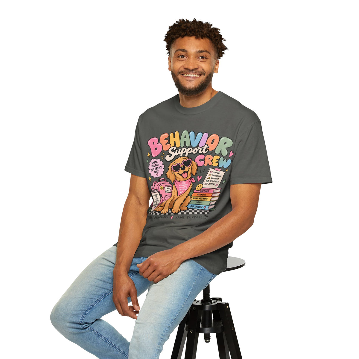 Behavior Support Crew T-shirt | Golden Retriever School Therapy Design