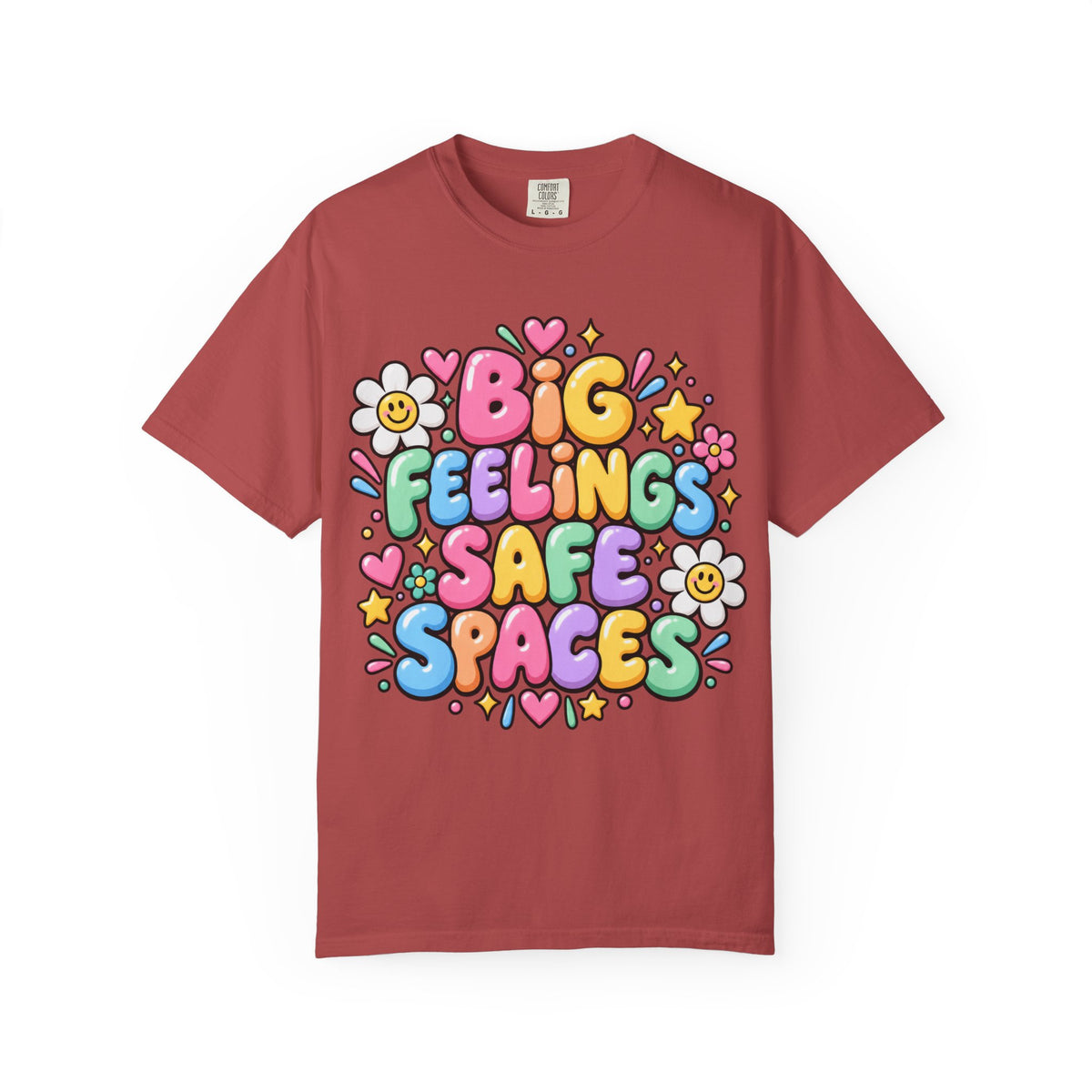 Big Feelings Safe Spaces T-shirt | Pastel Cute Floral Typography