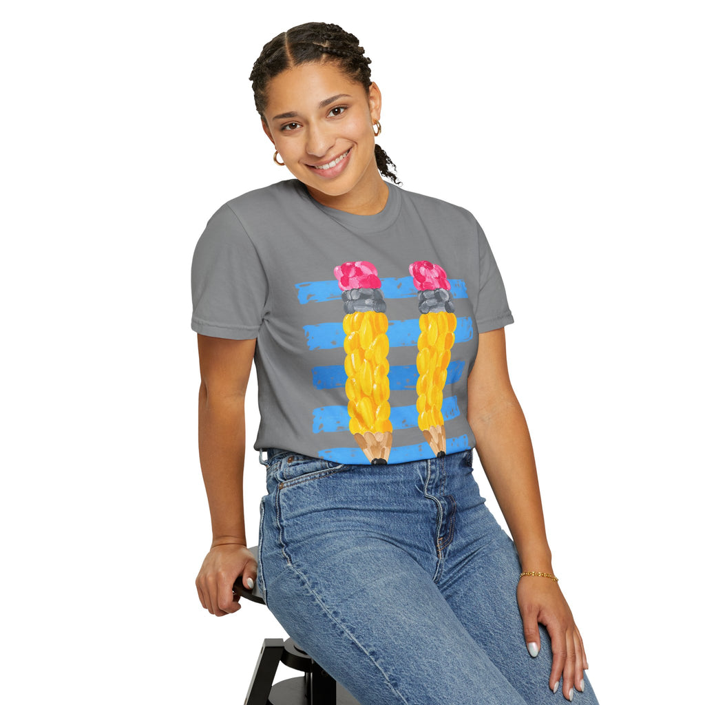 Braided Pencil Illustration T-Shirt | School Art Teacher Tee
