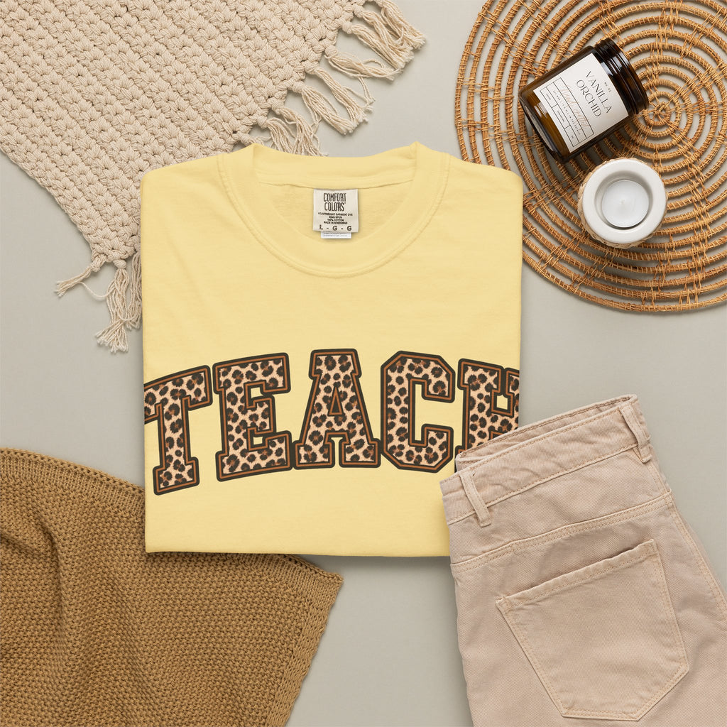 Leopard Print TEACH T-Shirt | Teacher Shirt, Animal Print Typography