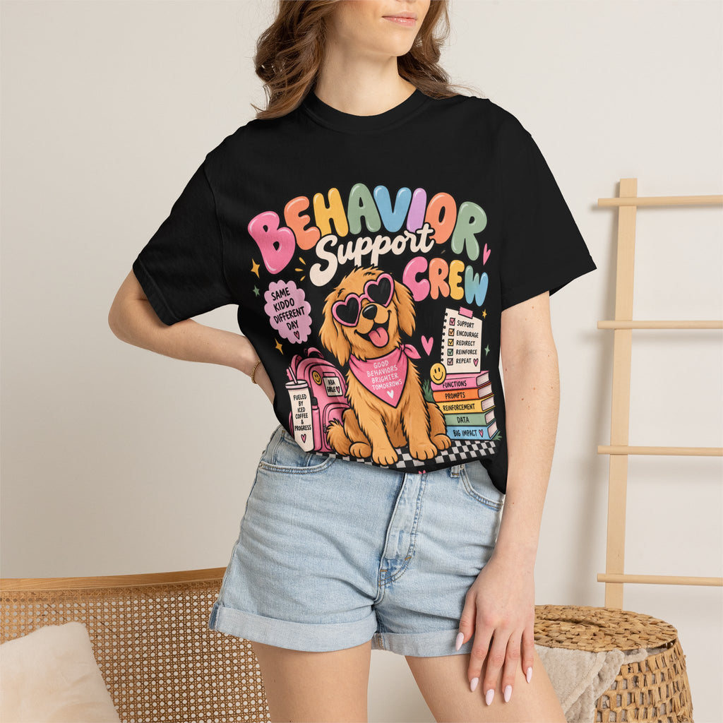 Behavior Support Crew T-shirt | Golden Retriever School Therapy Design