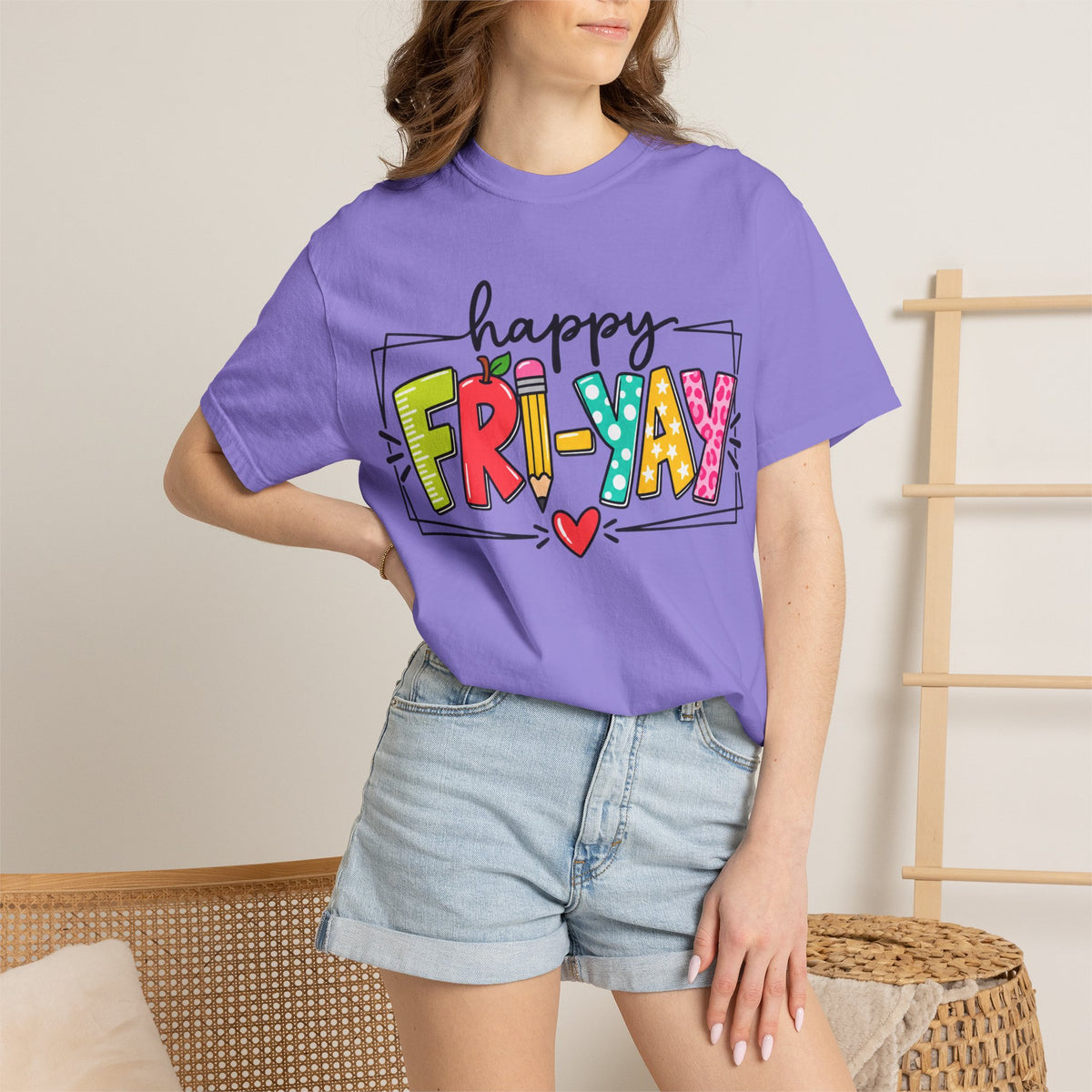 Happy Fri-yay Colorful Graphic T-shirt | Cute Friday Celebration Tee