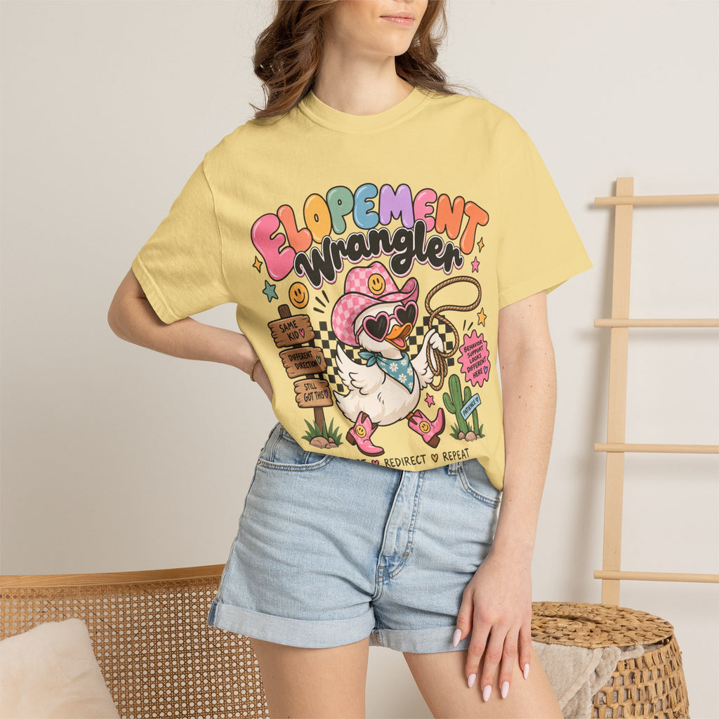 Elopement T-shirt | Cute Cowboy Sloth Illustration, Western Floral Tee