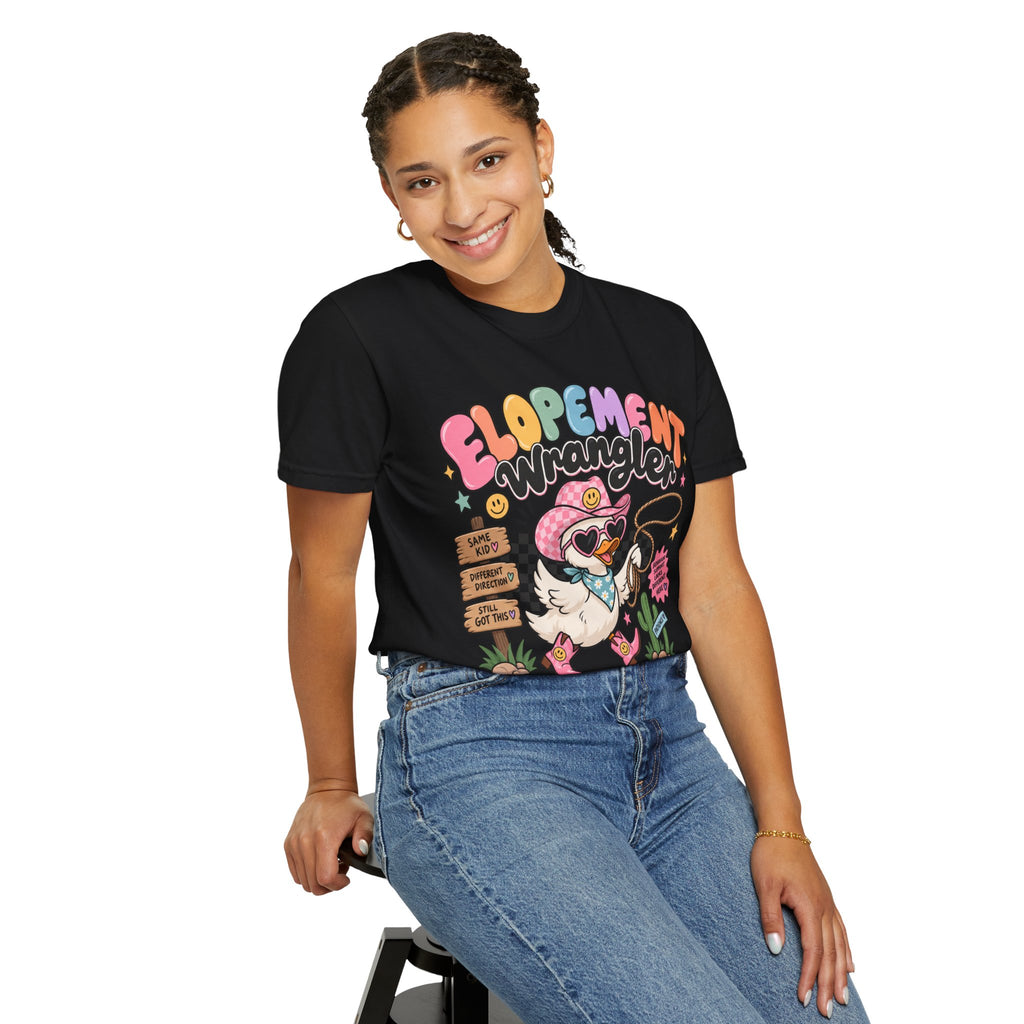 Elopement T-shirt | Cute Cowboy Sloth Illustration, Western Floral Tee