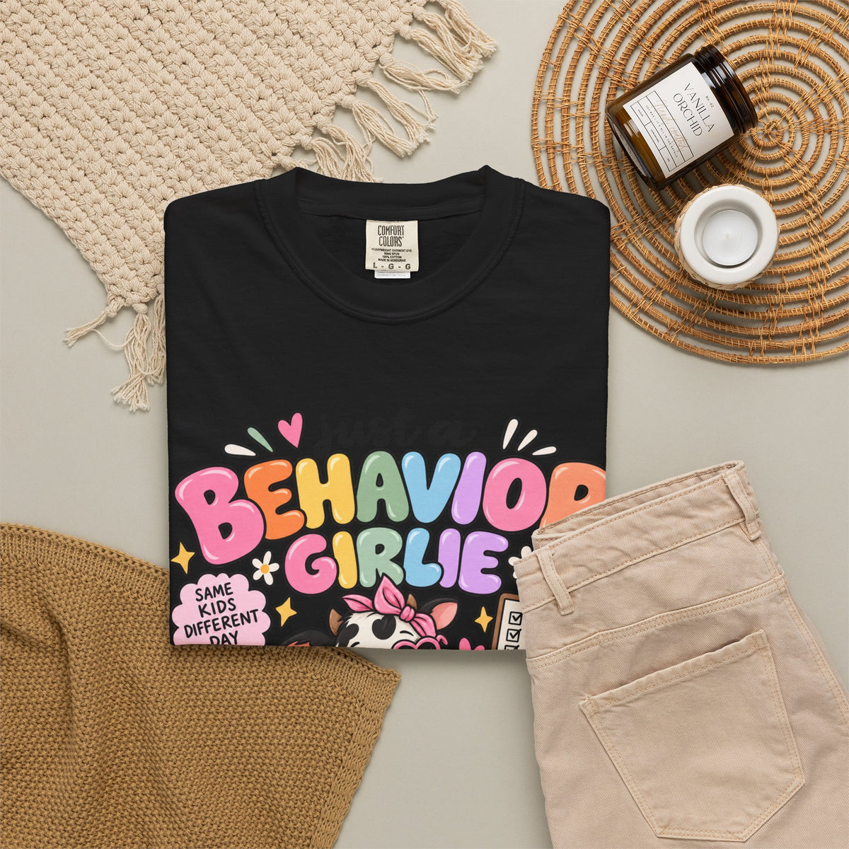 Just a Behavior Girl T-shirt | Cute Cow Therapist Illustration