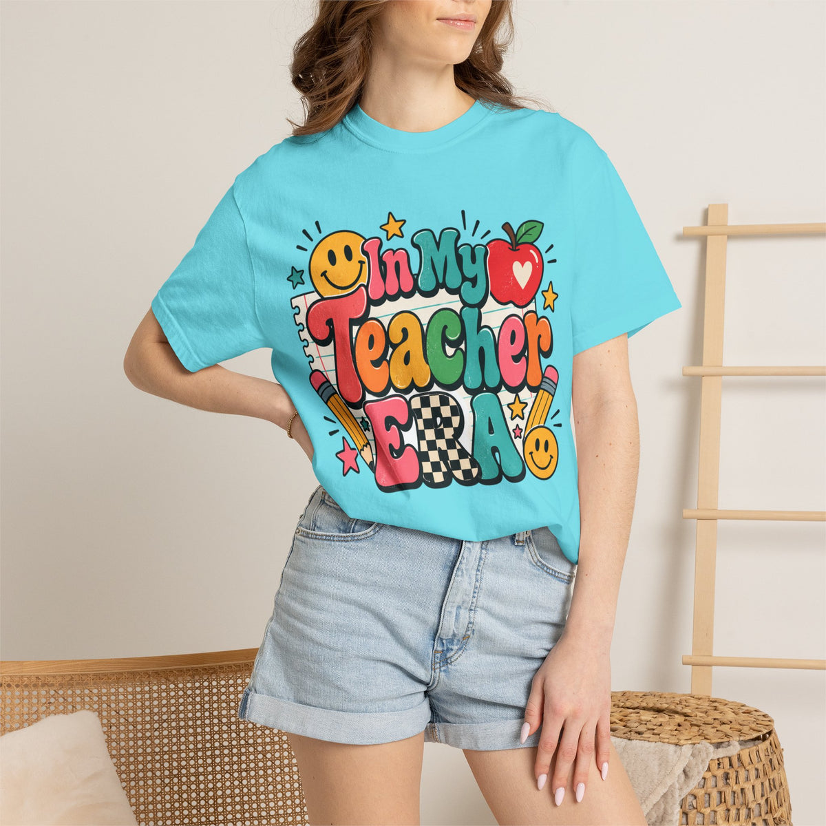 In My Teacher Era T-shirt | Retro School Graphic, Apple & Pencils