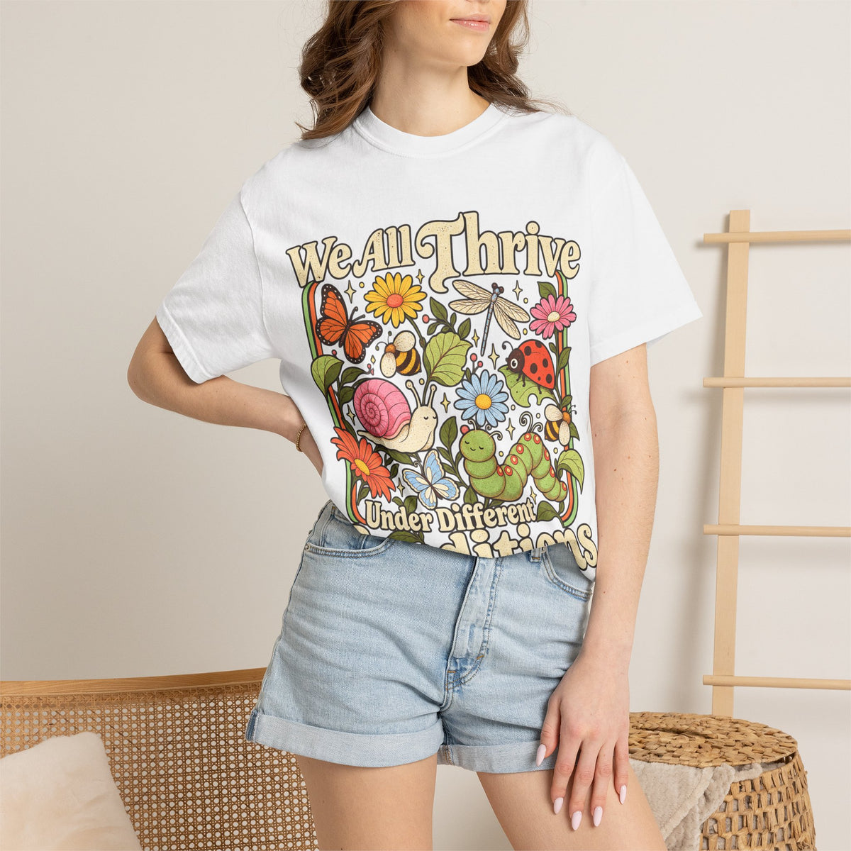 We All Thrive Under Different Conditions T-shirt | Floral Nature Illustration