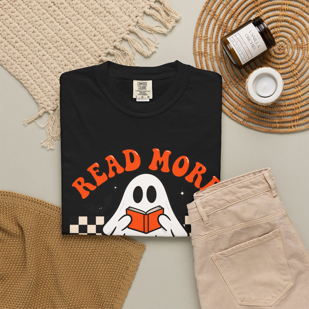 Read More Booooks ghost reading T-Shirt | Halloween book lover tee