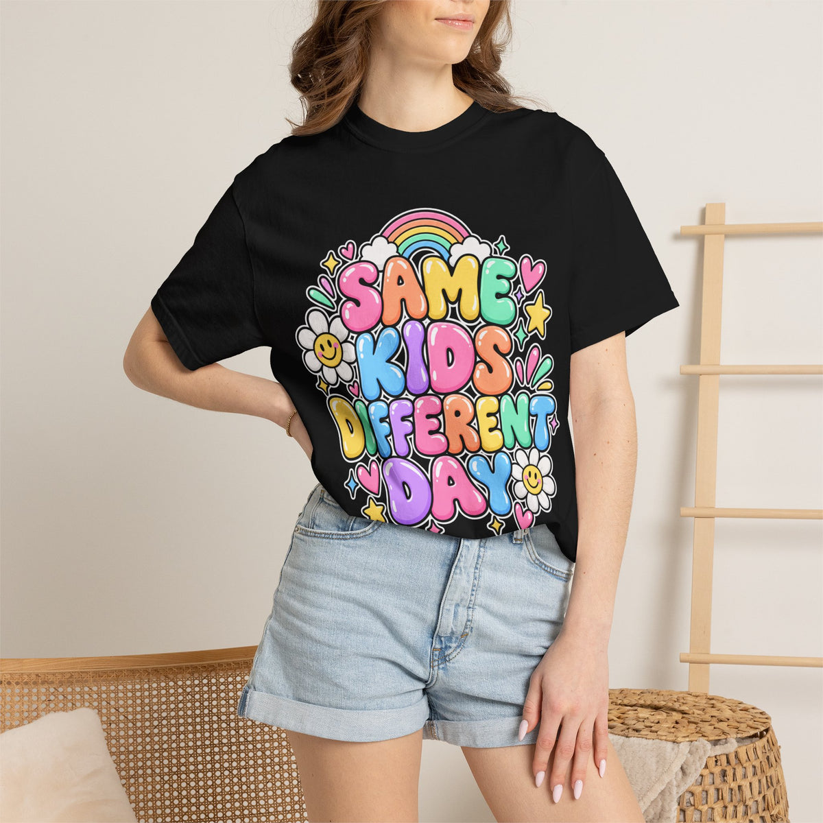 Same Kids Different Day T-shirt | Retro Rainbow Floral Typography