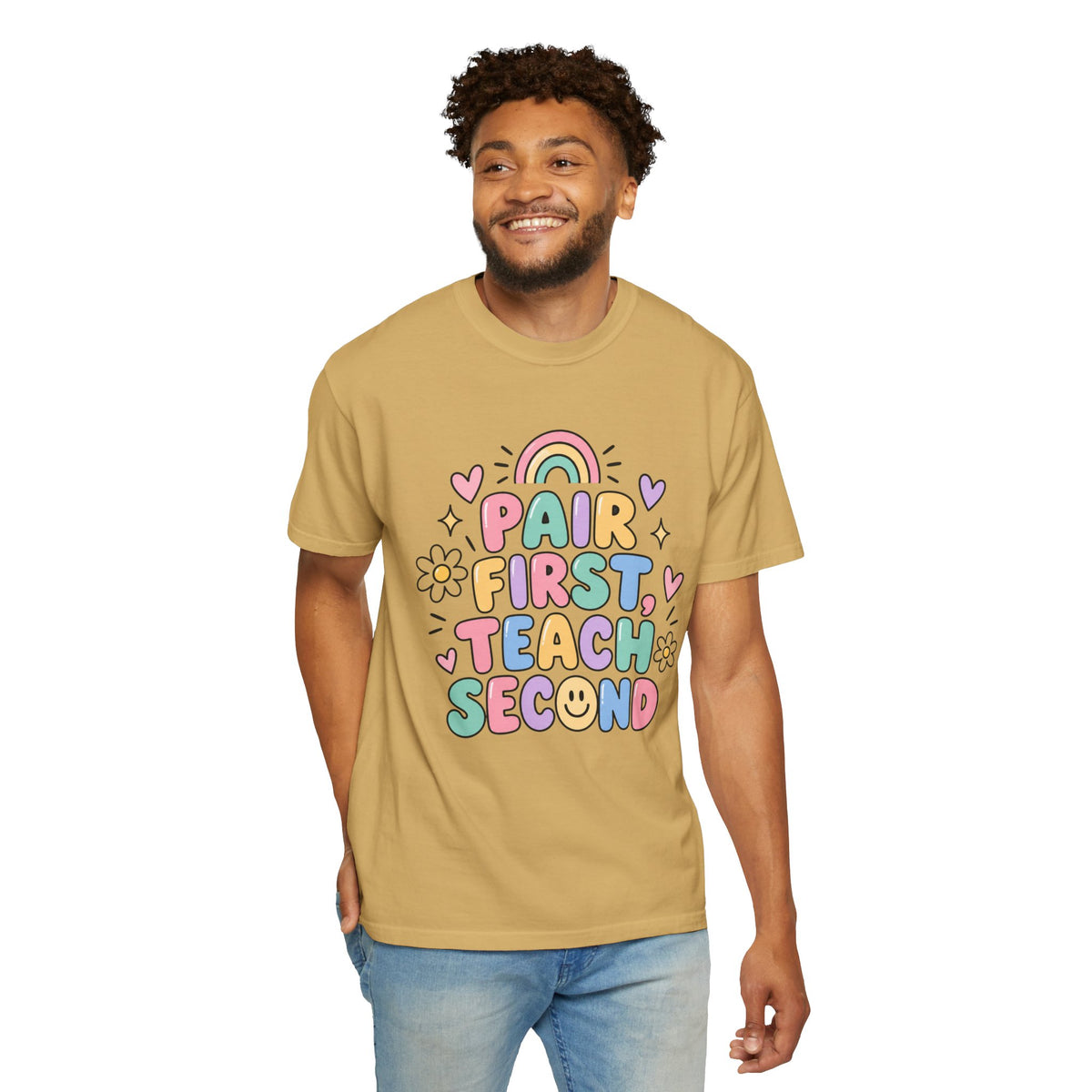 Pair First Teach Second T-Shirt | Cute Rainbow Classroom Design