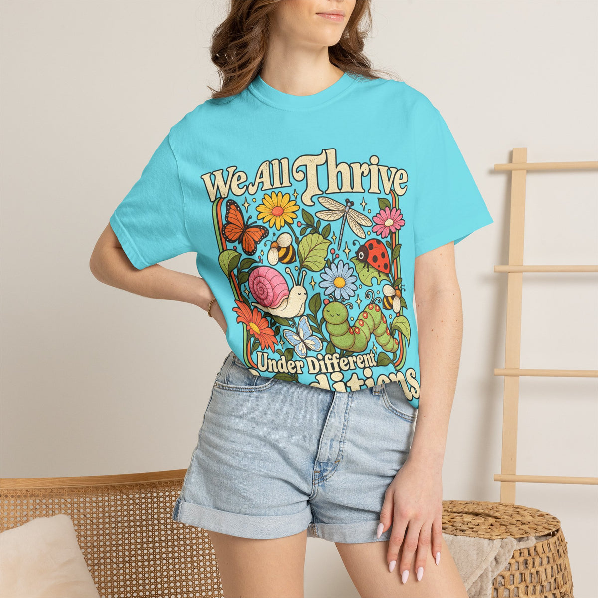 We All Thrive Under Different Conditions T-shirt | Floral Nature Illustration
