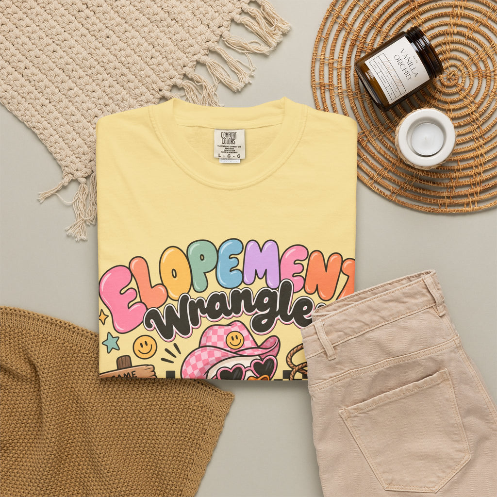 Elopement T-shirt | Cute Cowboy Sloth Illustration, Western Floral Tee