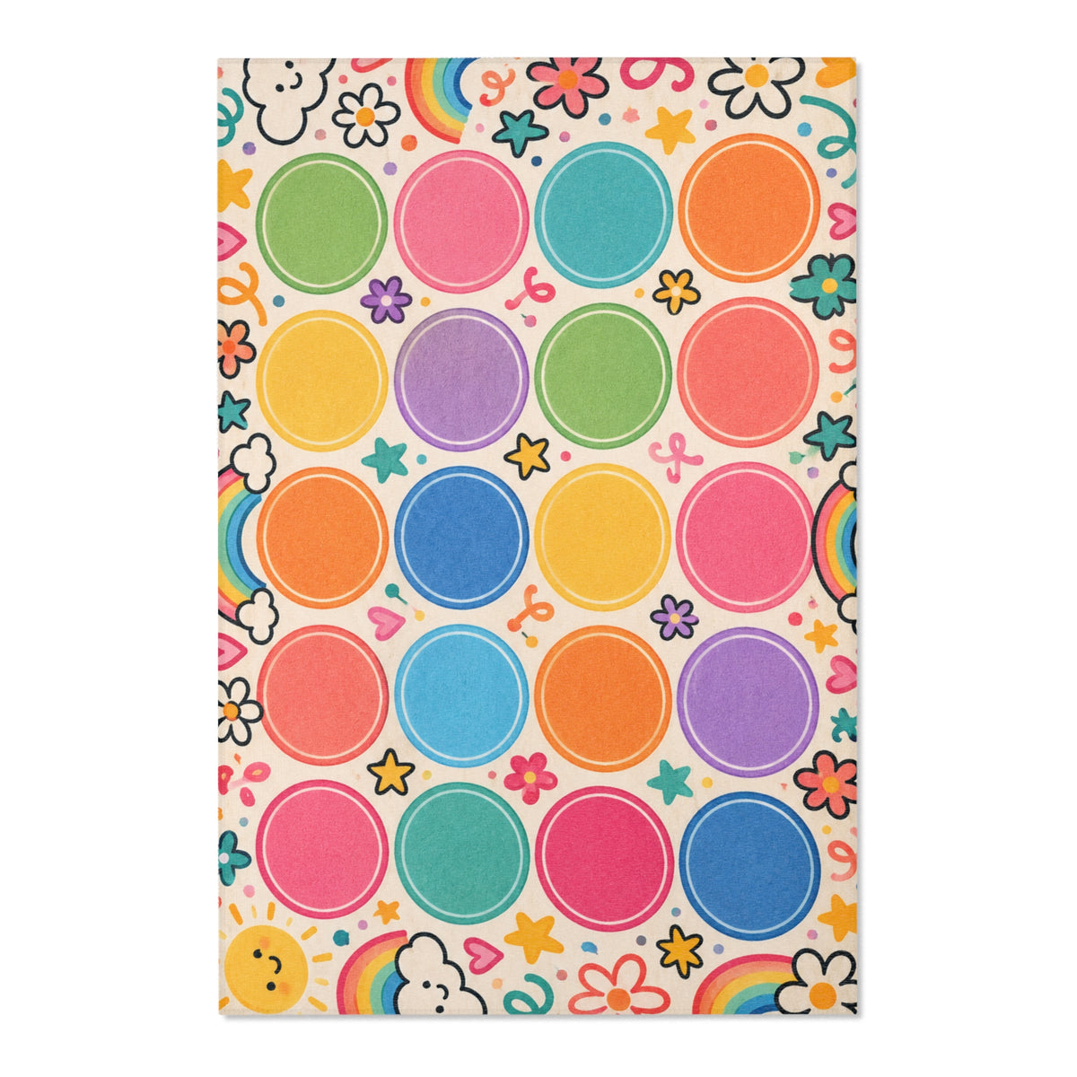 Colorful Rainbow Dots Playful Pattern Area Rug | Kids Nursery Decor