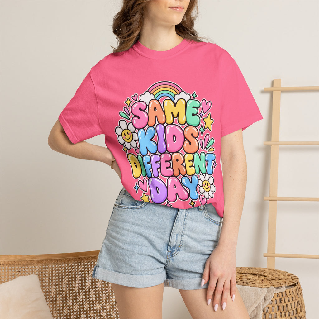 Same Kids Different Day T-shirt | Retro Rainbow Floral Typography