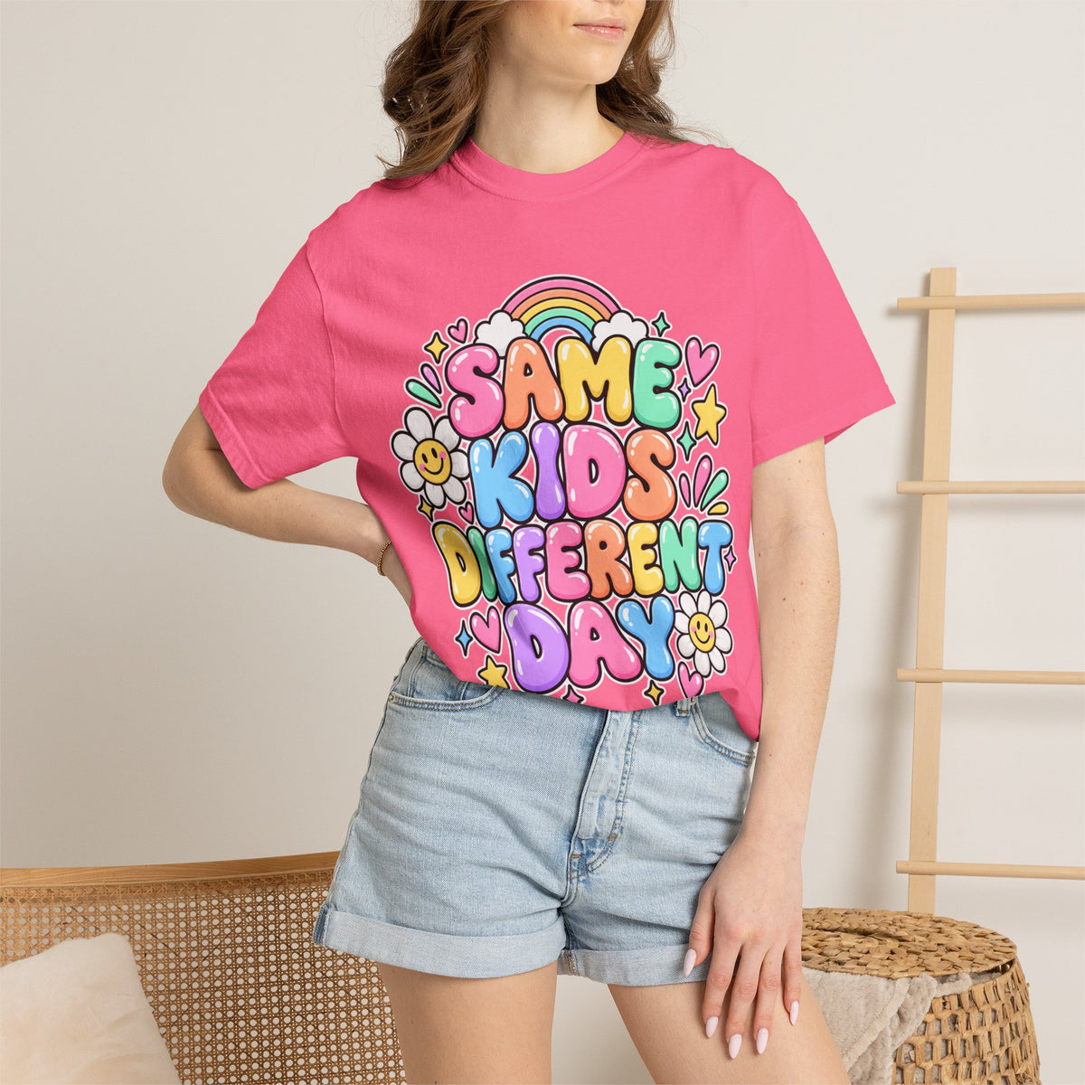 Same Kids Different Day T-shirt | Retro Rainbow Floral Typography