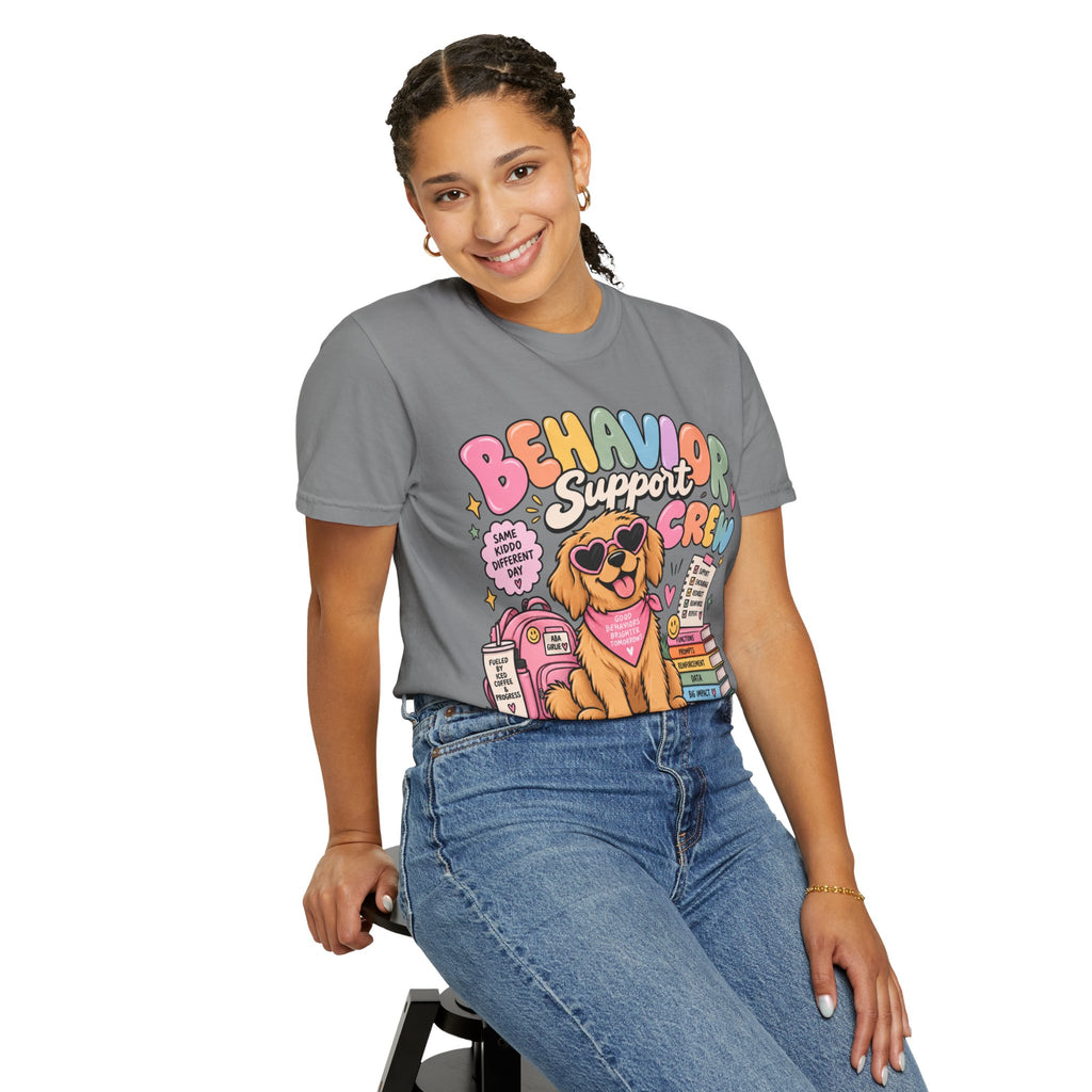 Behavior Support Crew T-shirt | Golden Retriever School Therapy Design