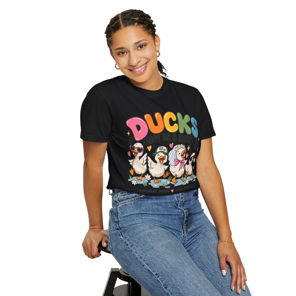 Ducks Not In A Row tee | Cute Duck Illustration T-Shirt, Different Paths Same Adventure