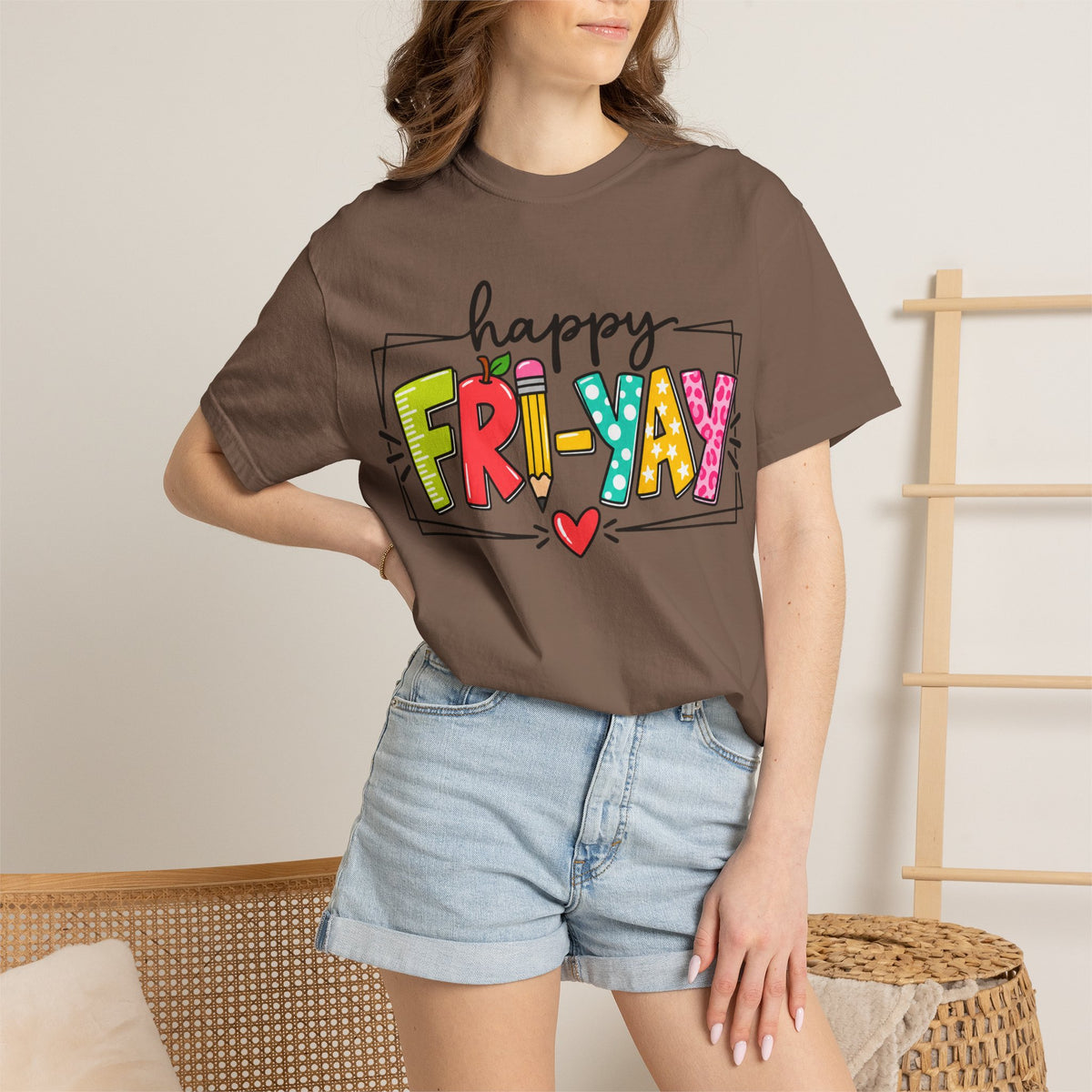 Happy Fri-yay Colorful Graphic T-shirt | Cute Friday Celebration Tee