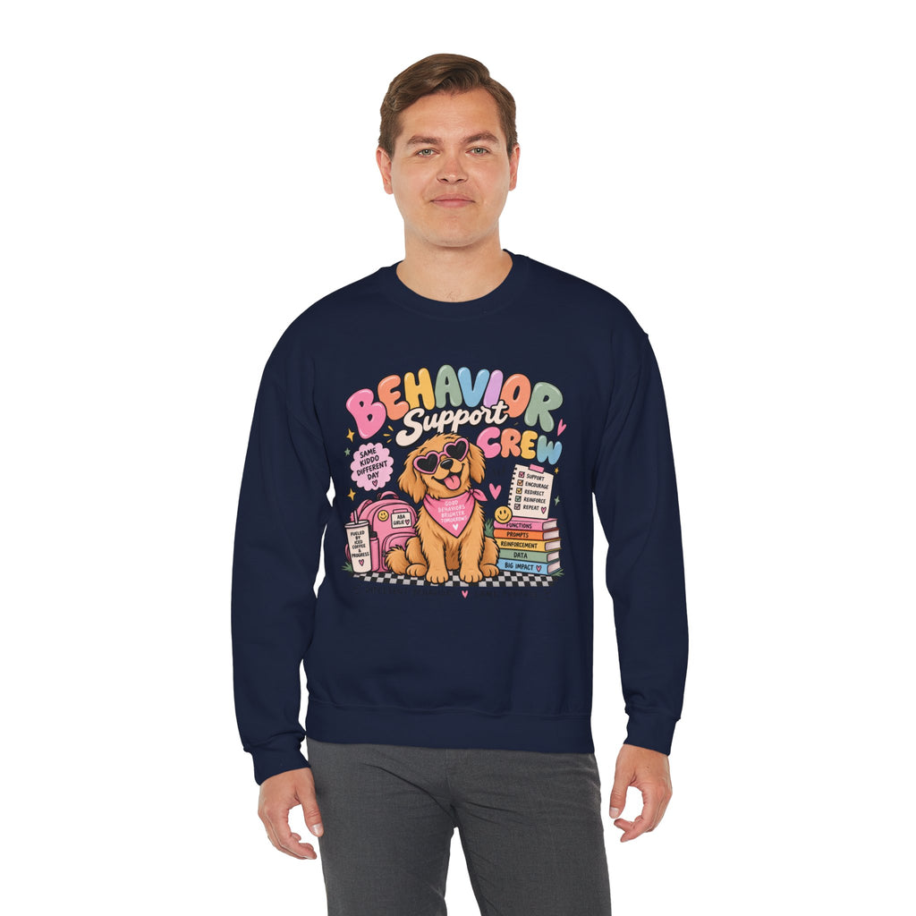 Behavior Support Crew sweatshirt | School Therapy Dog Design, Books & Classroom Icons