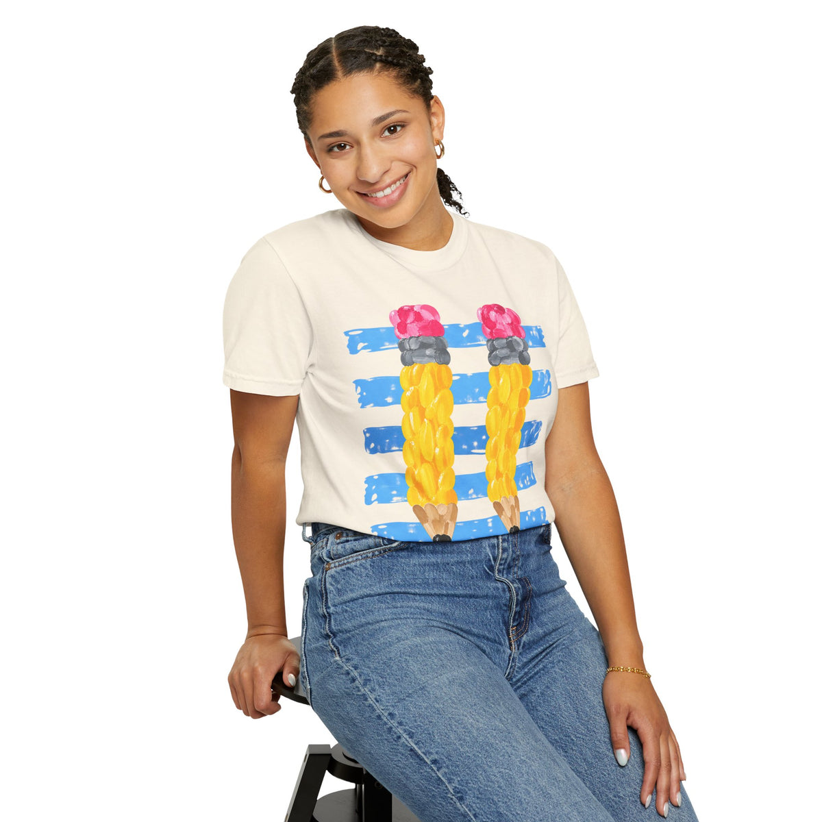 Braided Pencil Illustration T-Shirt | School Art Teacher Tee