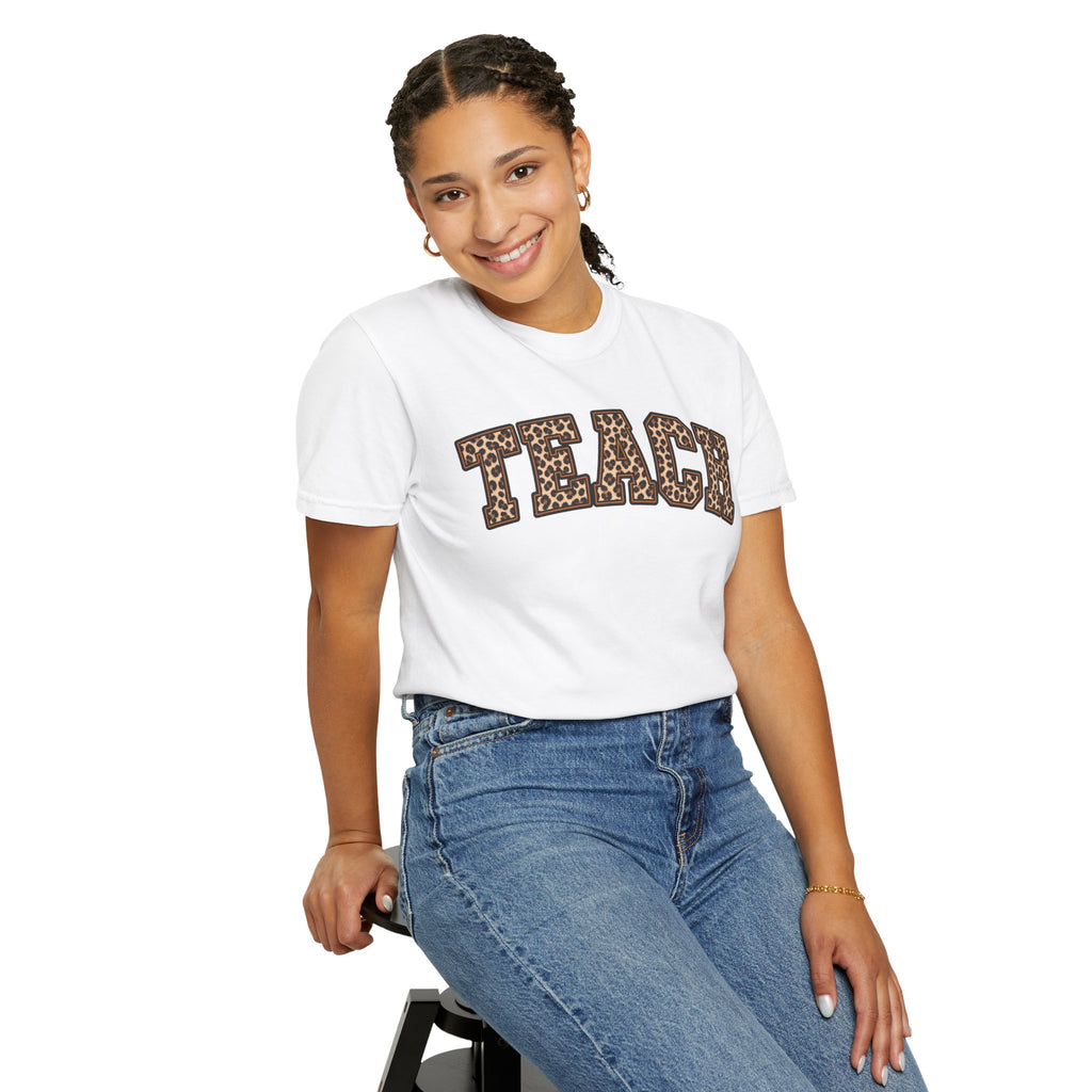 Leopard Print TEACH T-Shirt | Teacher Shirt, Animal Print Typography