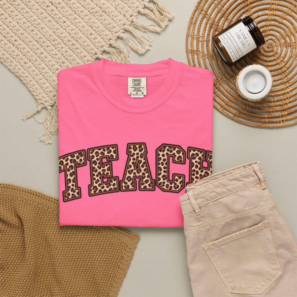 Leopard Print TEACH T-Shirt | Teacher Shirt, Animal Print Typography