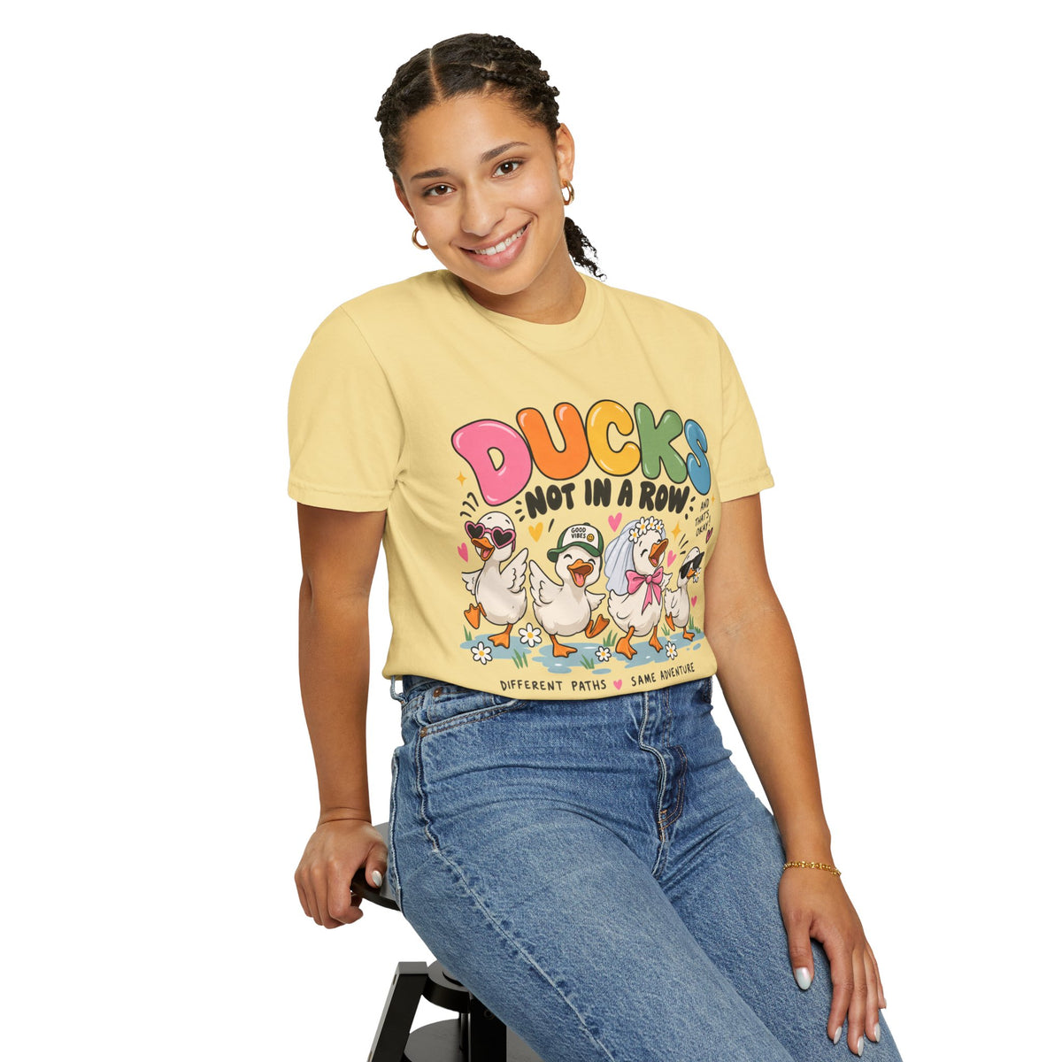 Ducks Not In A Row tee | Cute Duck Illustration T-Shirt, Different Paths Same Adventure