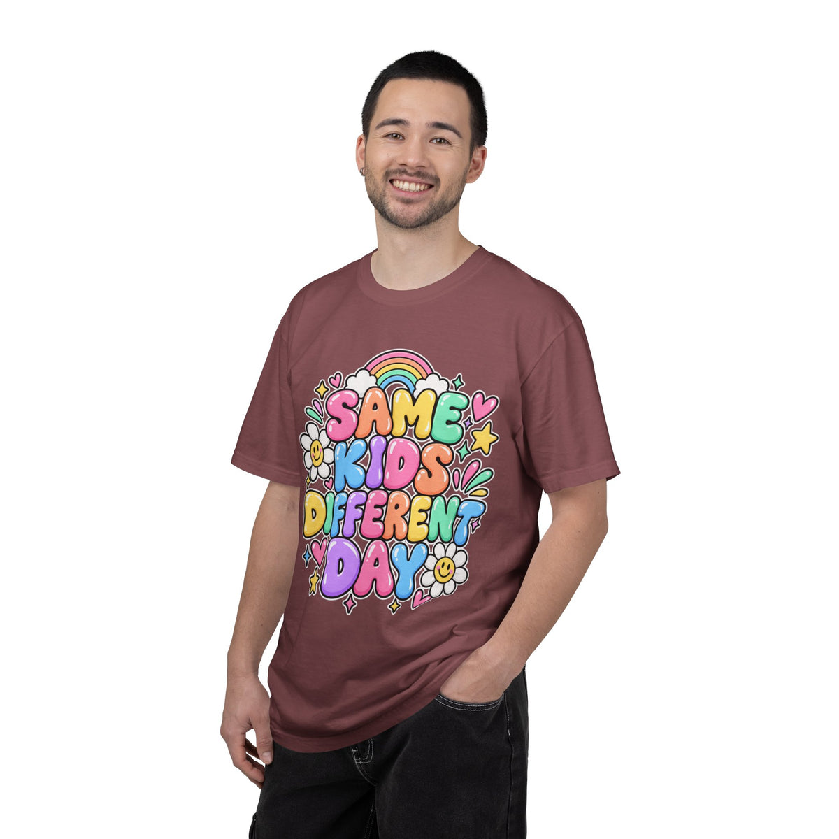 Same Kids Different Day T-shirt | Retro Rainbow Floral Typography