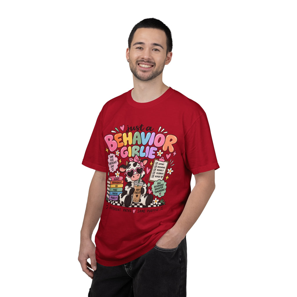 Just a Behavior Girl T-shirt | Cute Cow Therapist Illustration