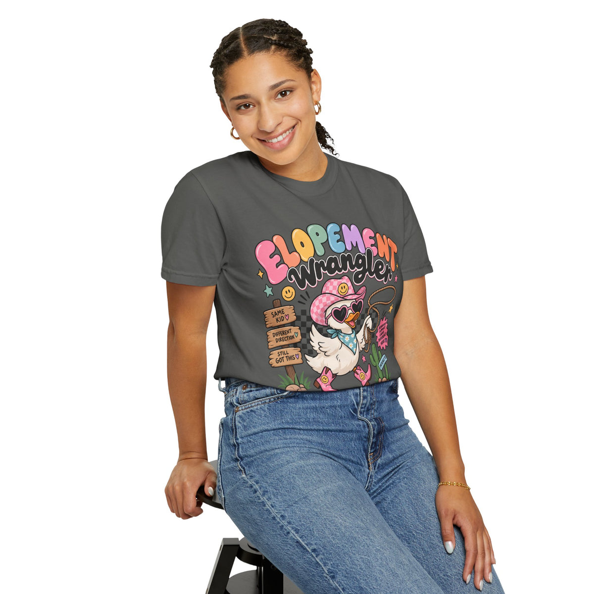Elopement T-shirt | Cute Cowboy Sloth Illustration, Western Floral Tee