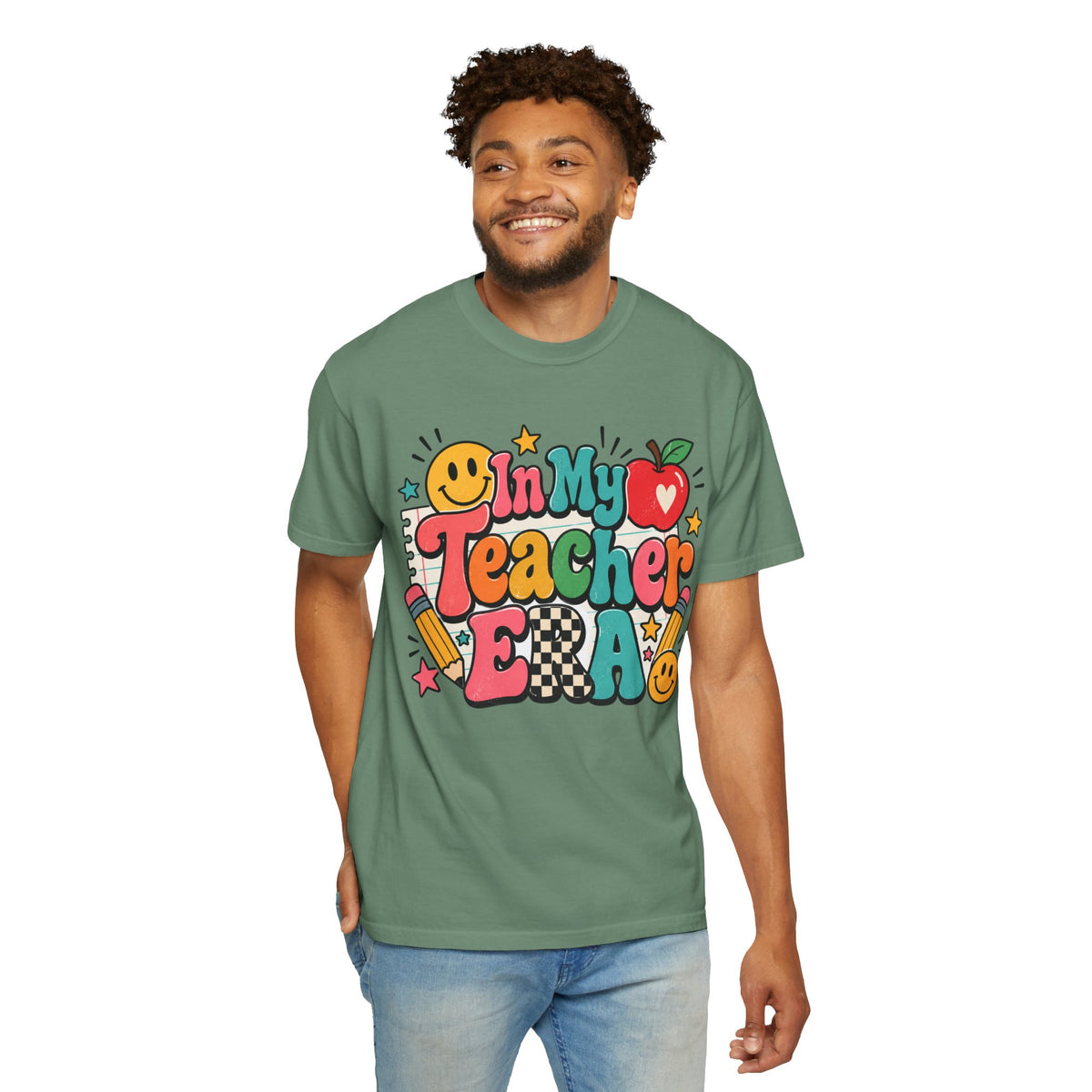 In My Teacher Era T-shirt | Retro School Graphic, Apple & Pencils