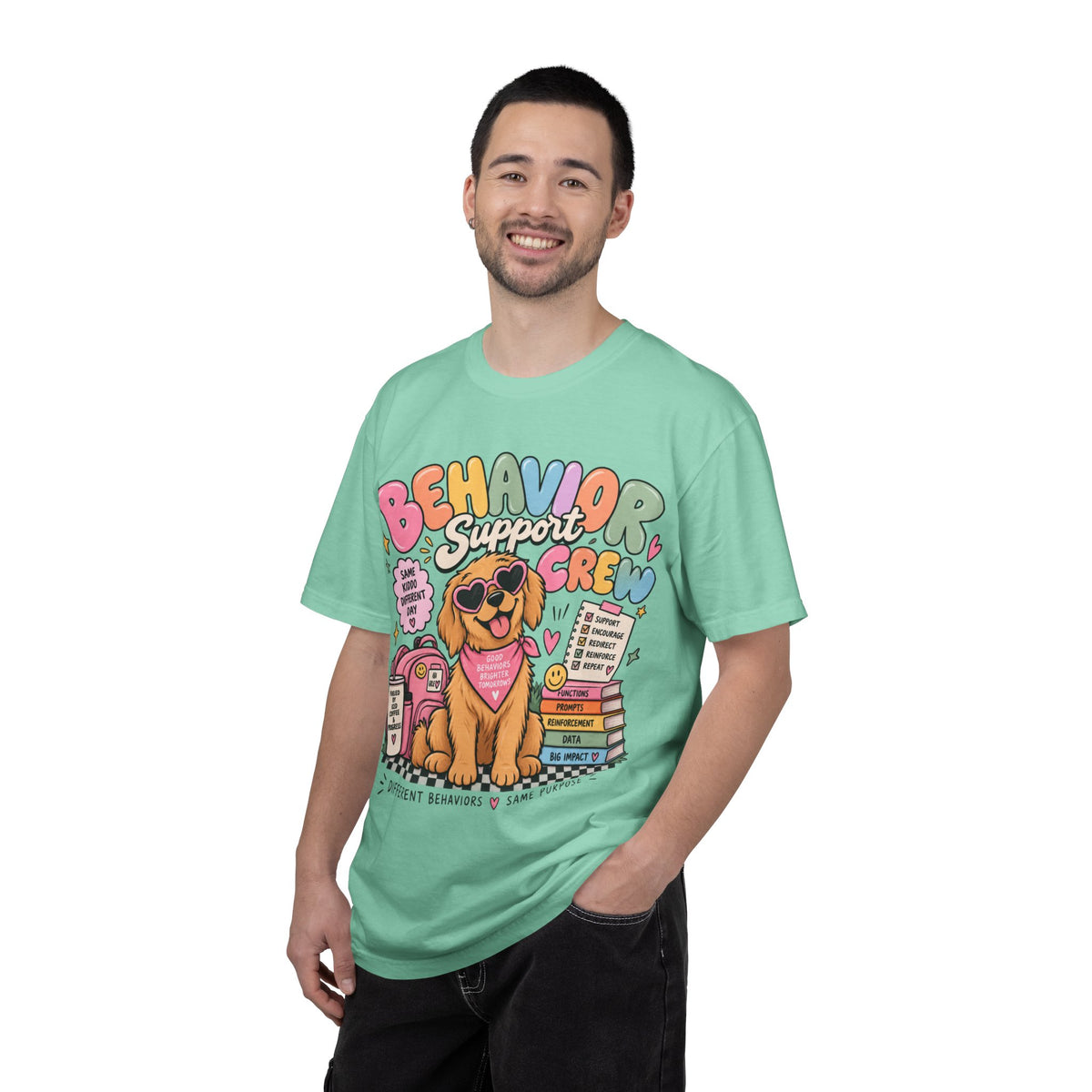 Behavior Support Crew T-shirt | Golden Retriever School Therapy Design