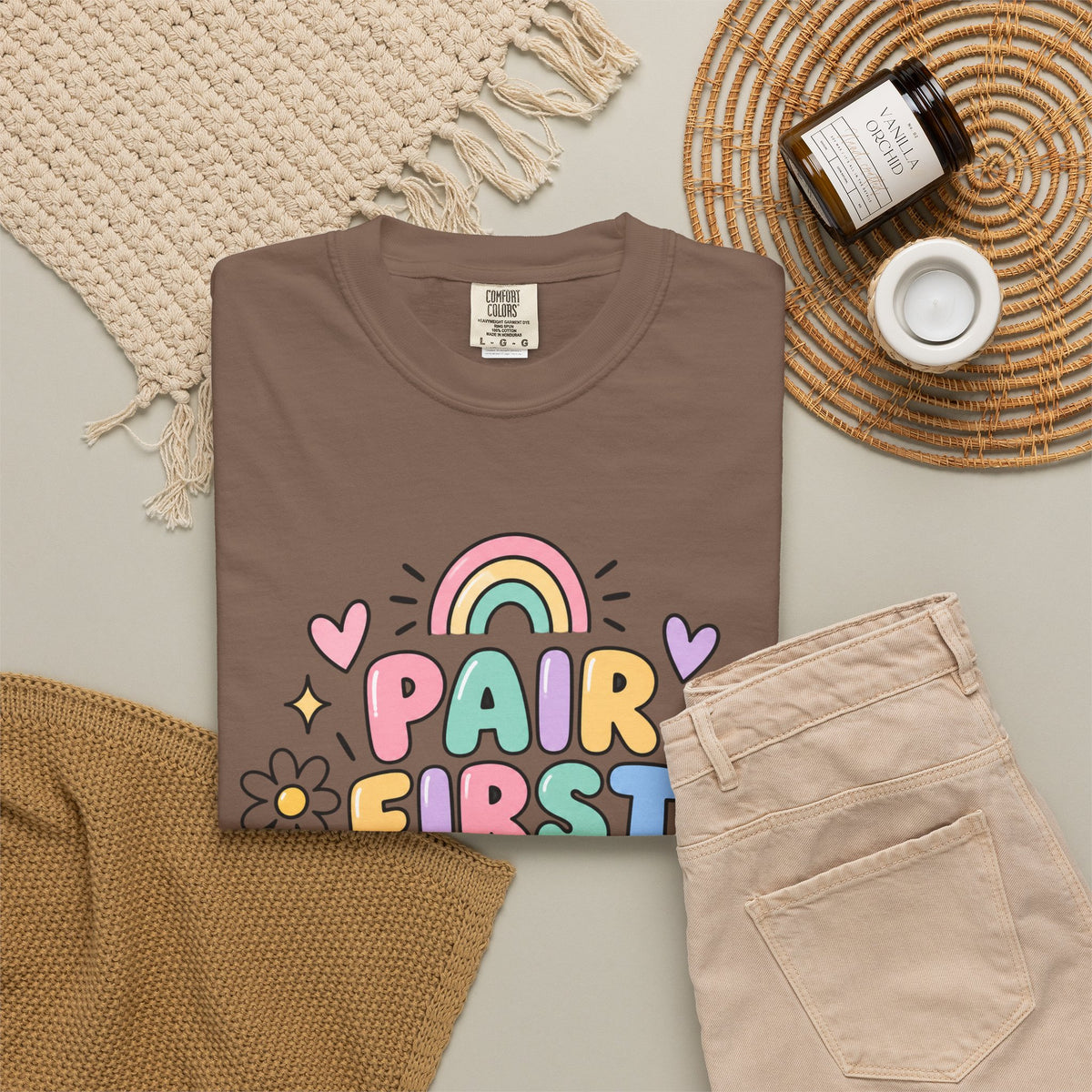 Pair First Teach Second T-Shirt | Cute Rainbow Classroom Design