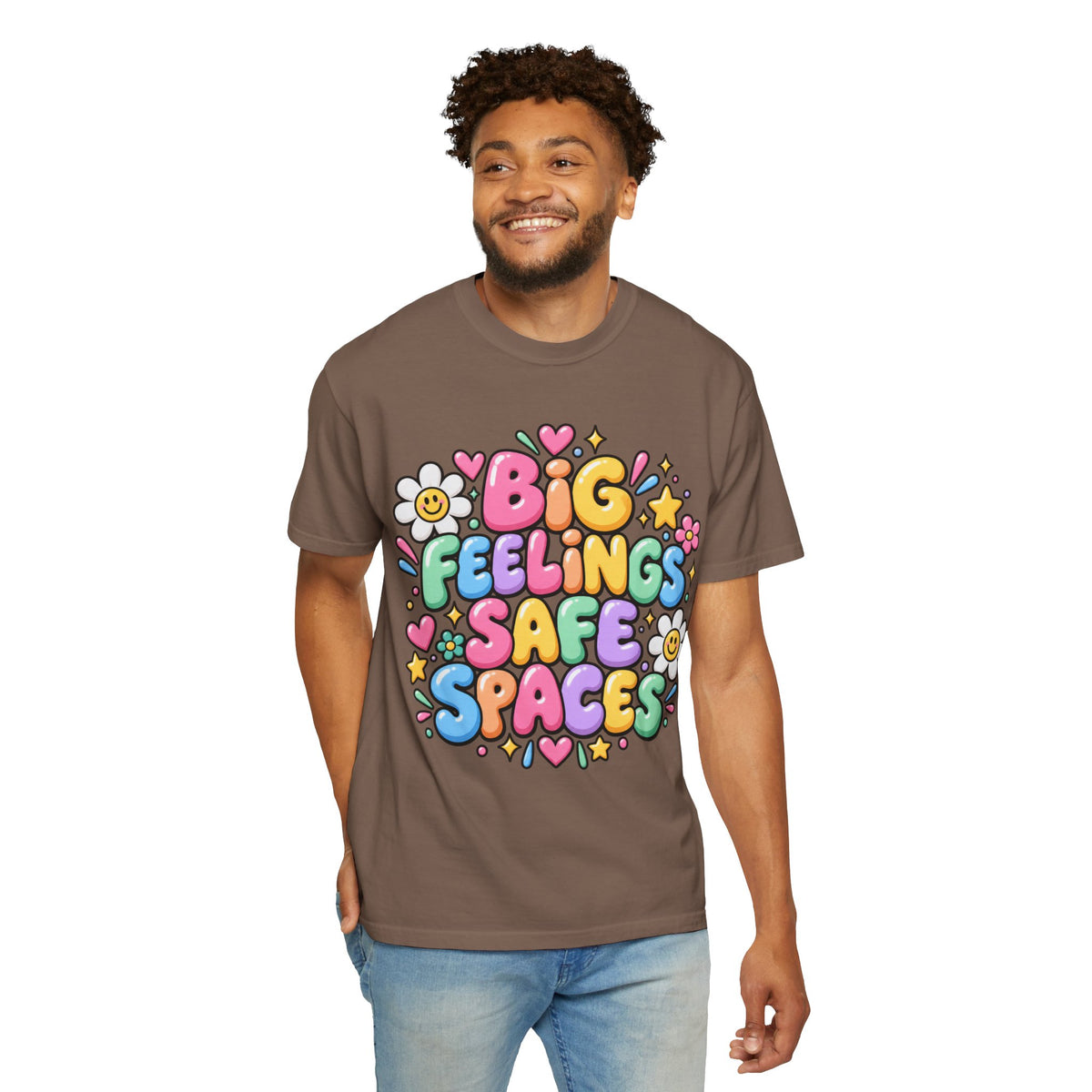 Big Feelings Safe Spaces T-shirt | Pastel Cute Floral Typography