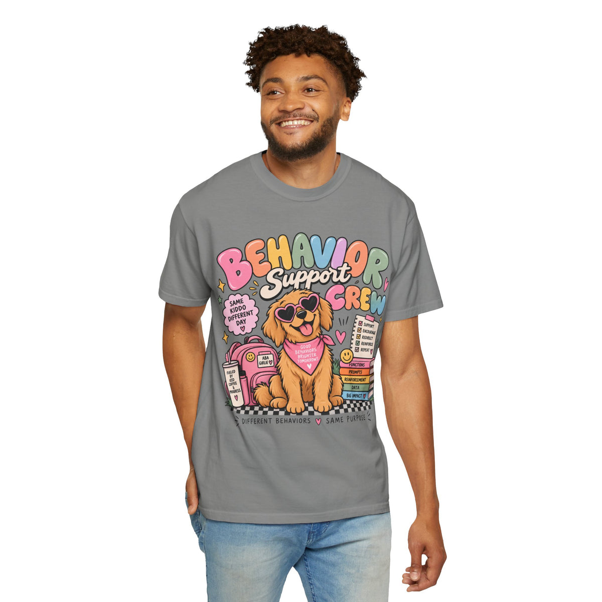 Behavior Support Crew T-shirt | Golden Retriever School Therapy Design