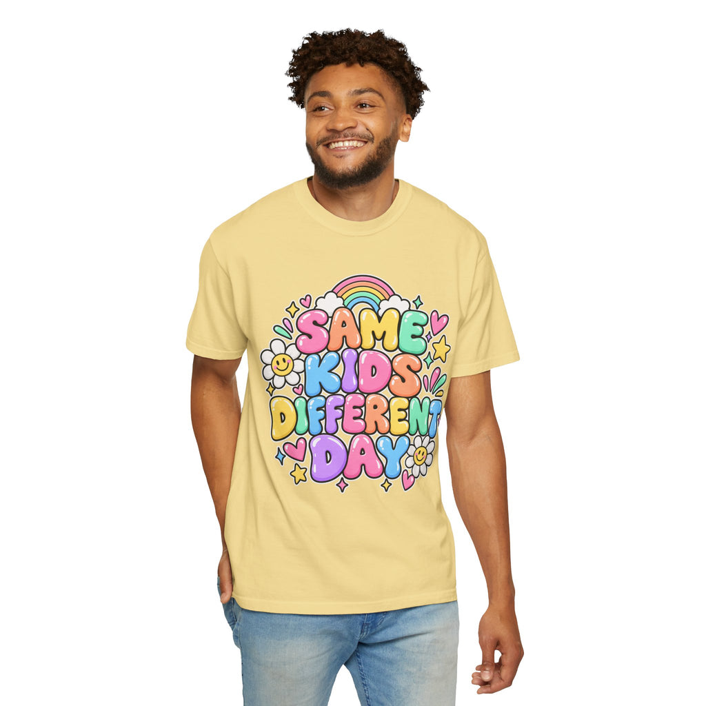 Same Kids Different Day T-shirt | Retro Rainbow Floral Typography