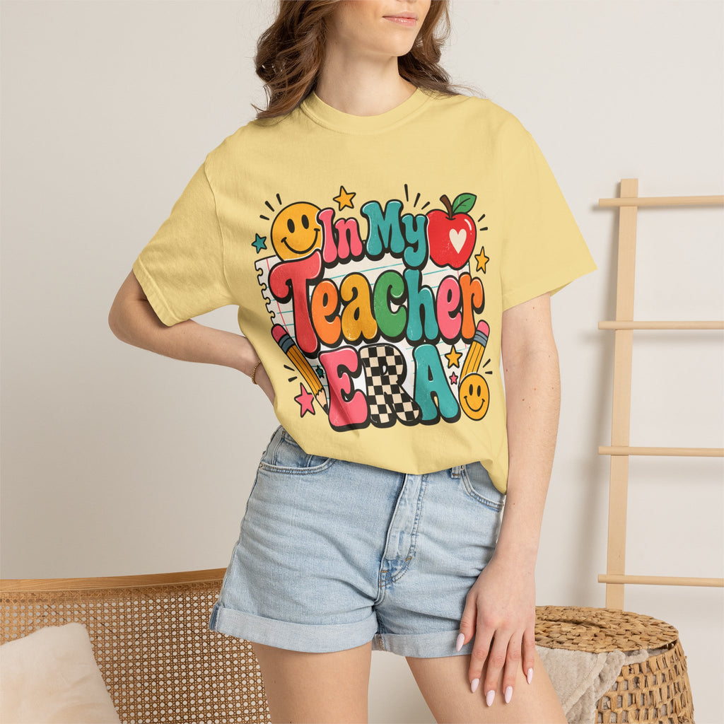 In My Teacher Era T-shirt | Retro School Graphic, Apple & Pencils